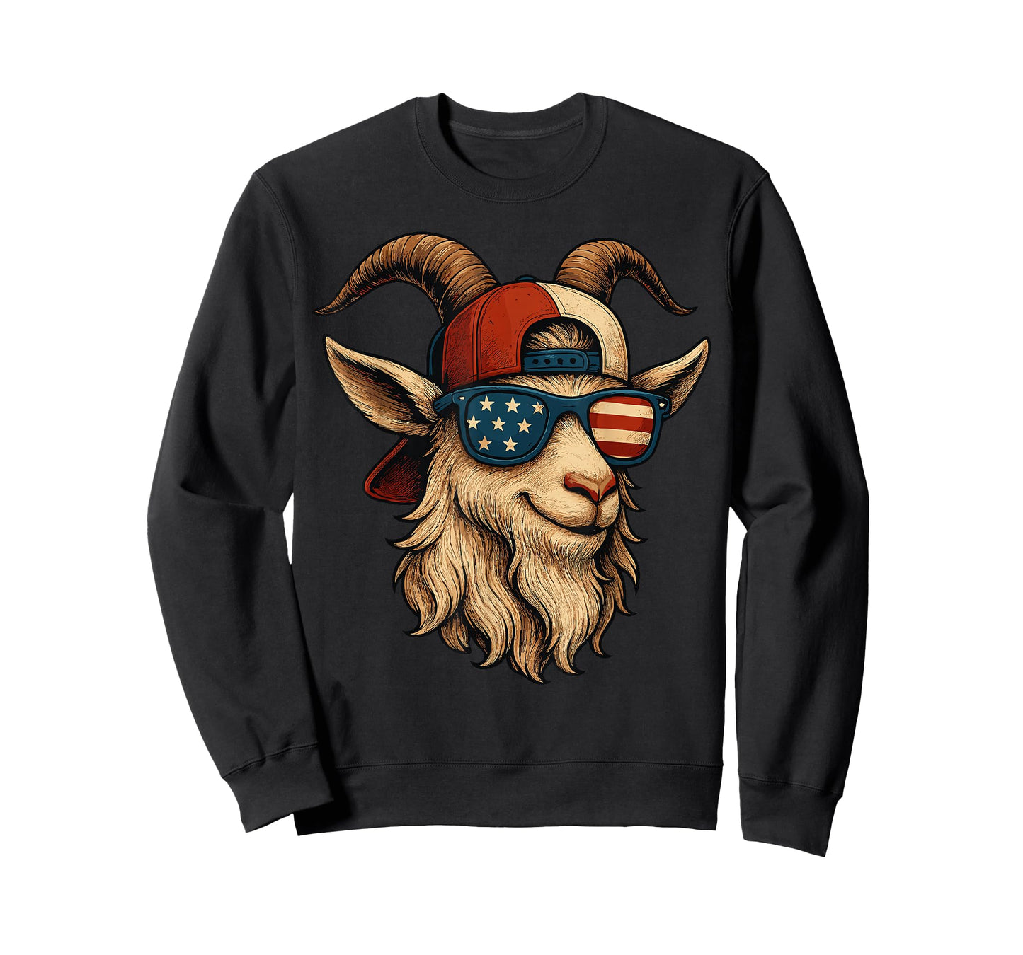 4th of July Goat USA Flag Sunglasses Patriotic Animal Design T-Shirt