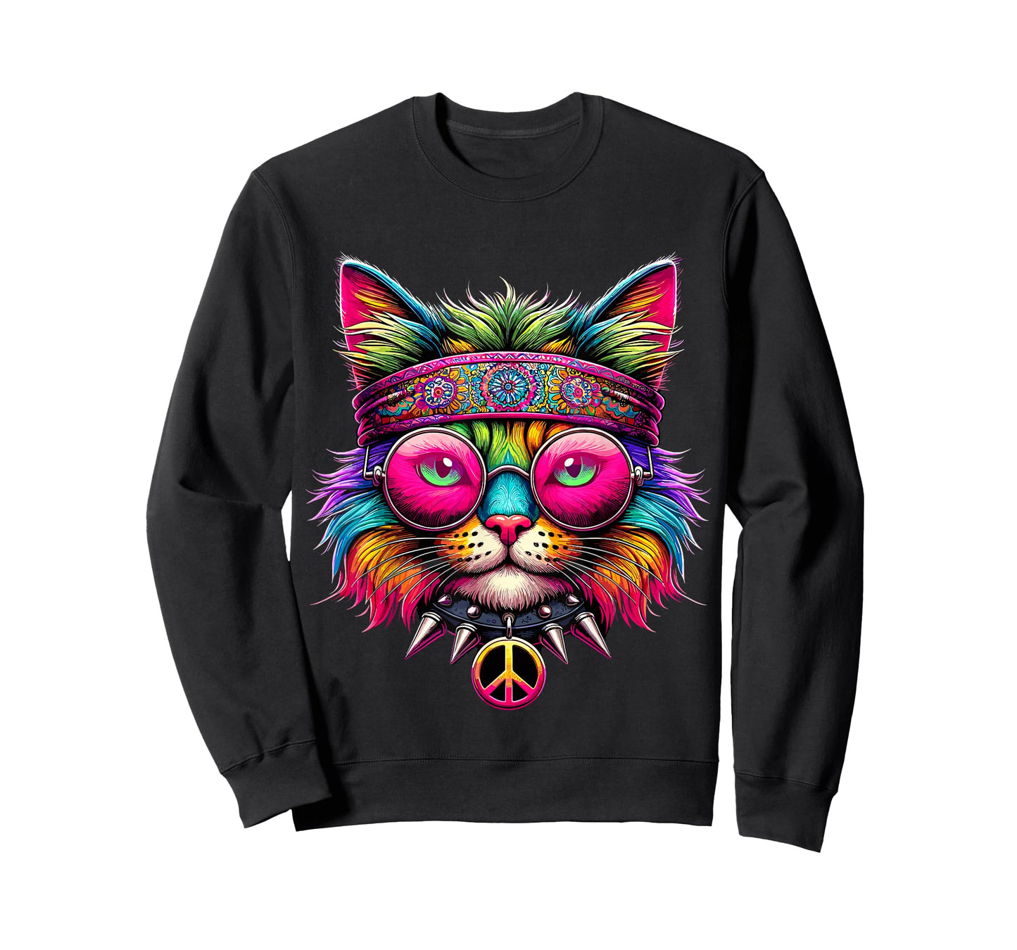 Hippie Cat Peace Sign T-Shirt