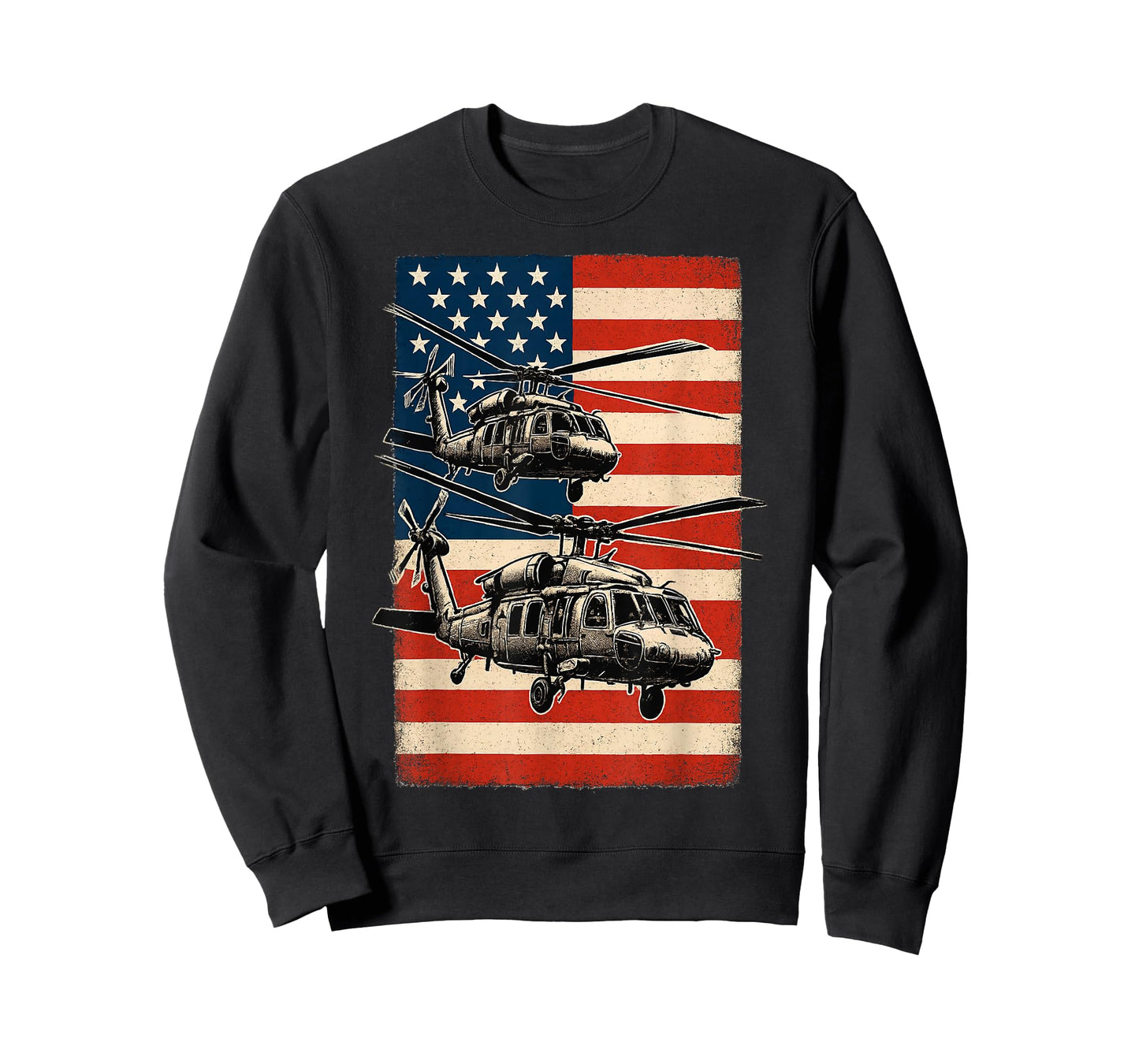 UH-60 Black Hawk Helicopter USA American Flag United States T-Shirt
