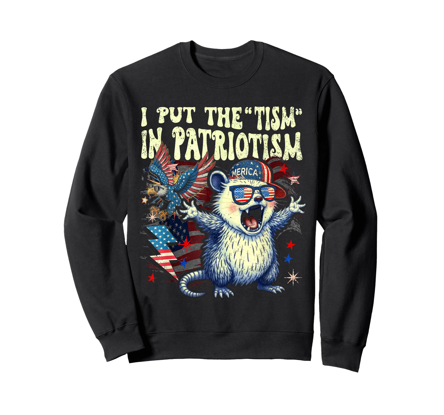 I Put The Tism in Patriotism Athletic Eagle Funny T-Shirt