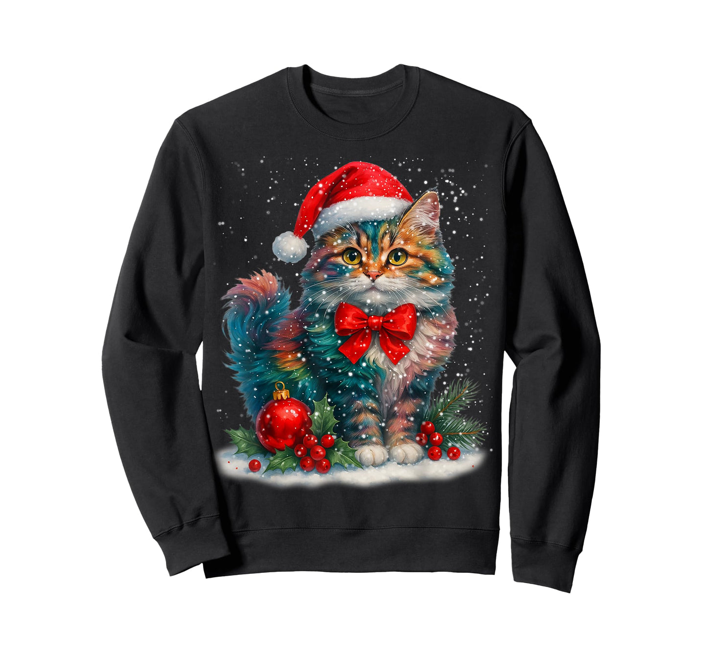 Cute Cat Santa Hat Red Coquette Christmas Xmas Women Girl T-Shirt