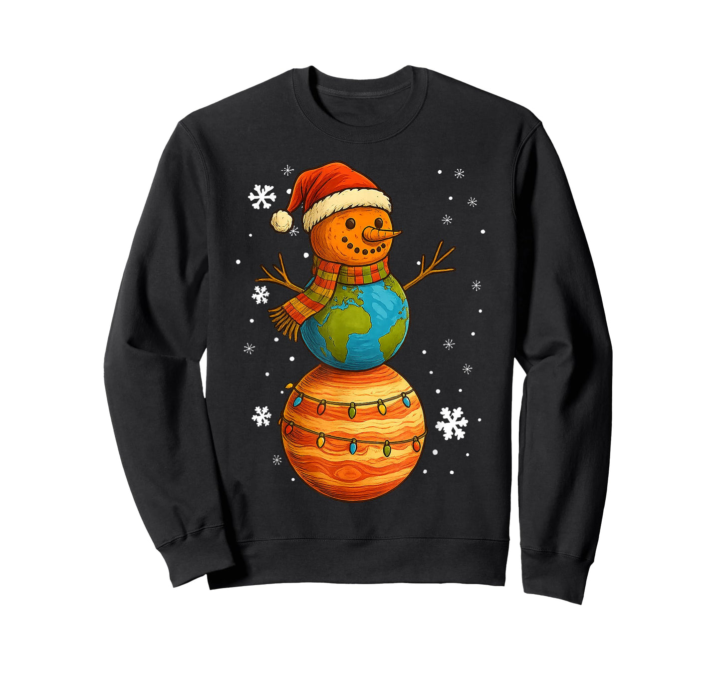 Planet Snowman Earth Saturn Christmas Holiday Art Xmas Gifts T-Shirt