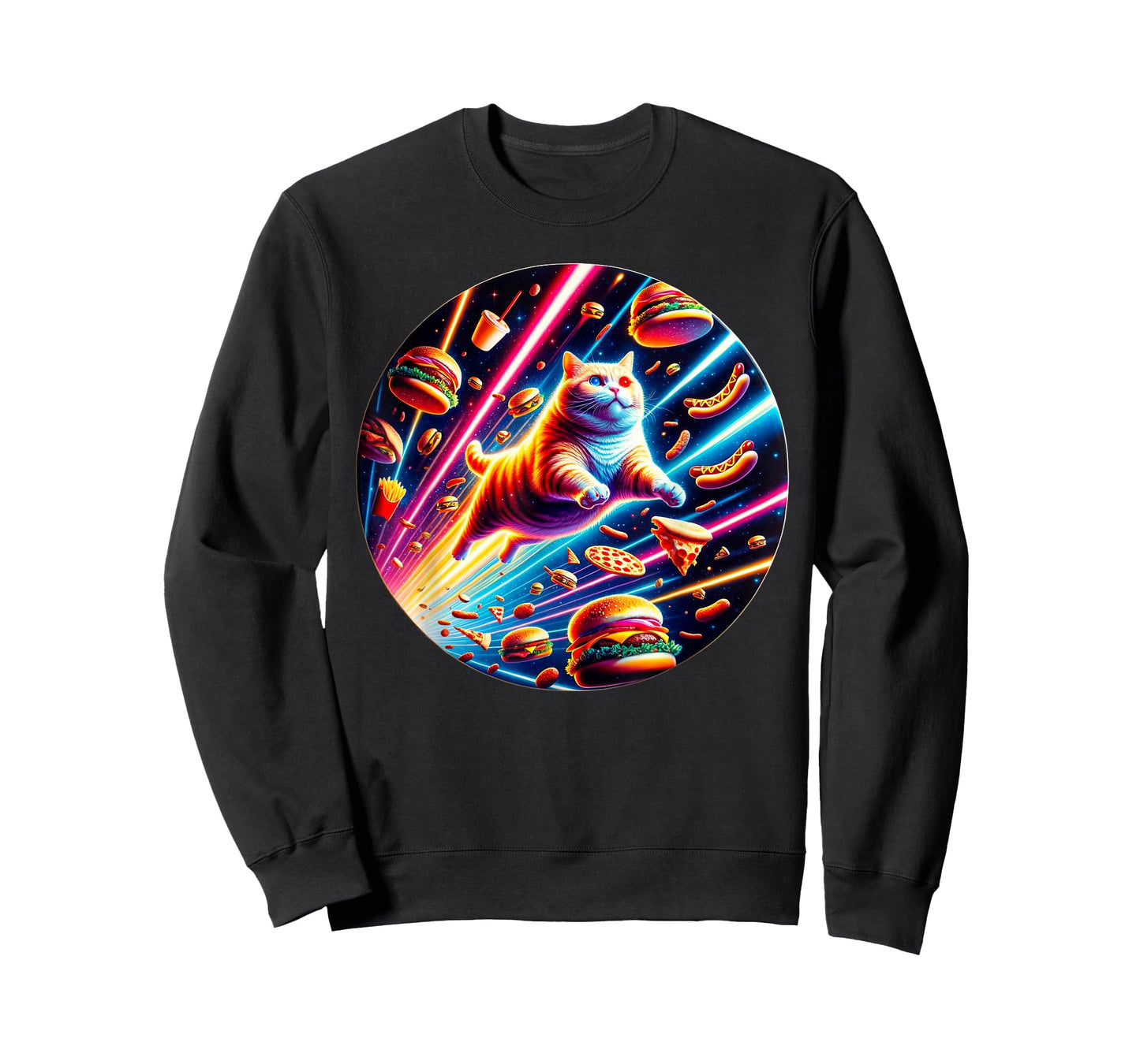 Outer Space Pizza Cat Rainbow Laser Taco Hot Dog Burrito T-Shirt