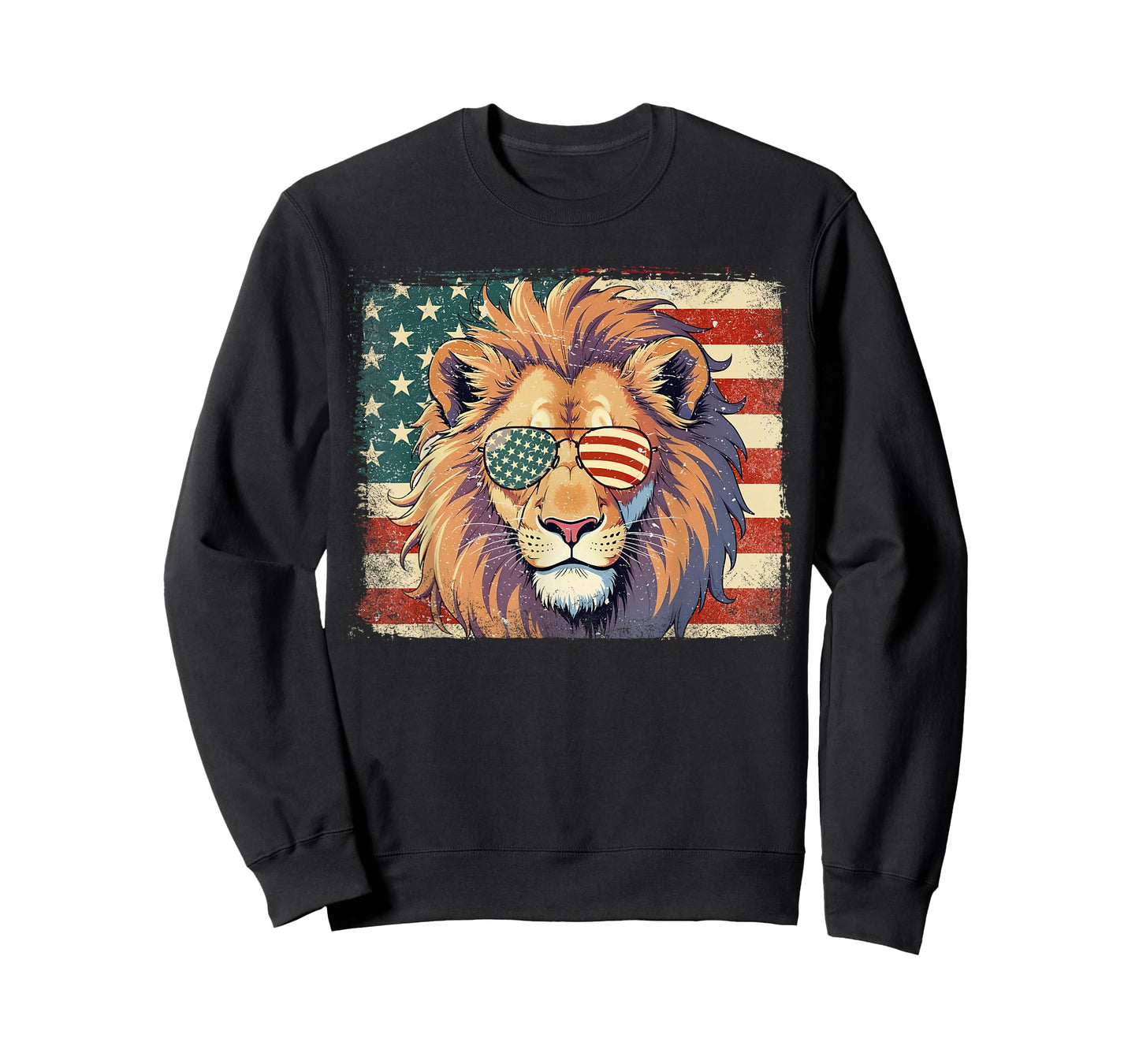 Patriotic Lion Lover USA Flag 4th Of July Funny T-Shirt