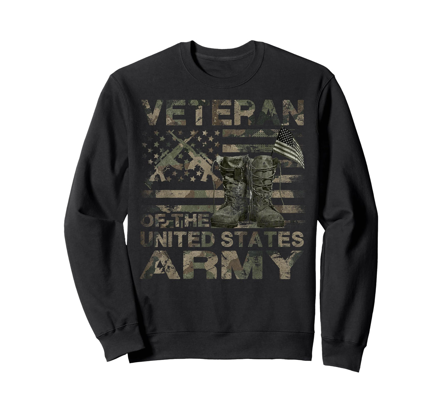 Distressed American Flag Camouflage Proud US Army Veteran T-Shirt
