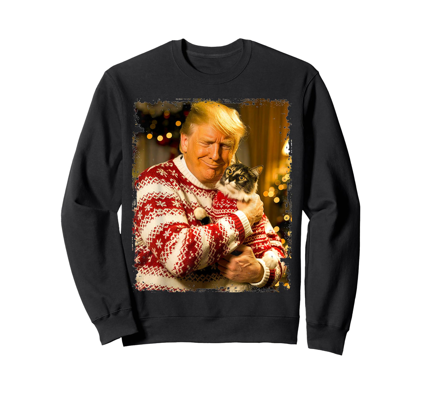 Funny Trump Christmas Sweater for Cat Lovers Xmas Pajamas T-Shirt