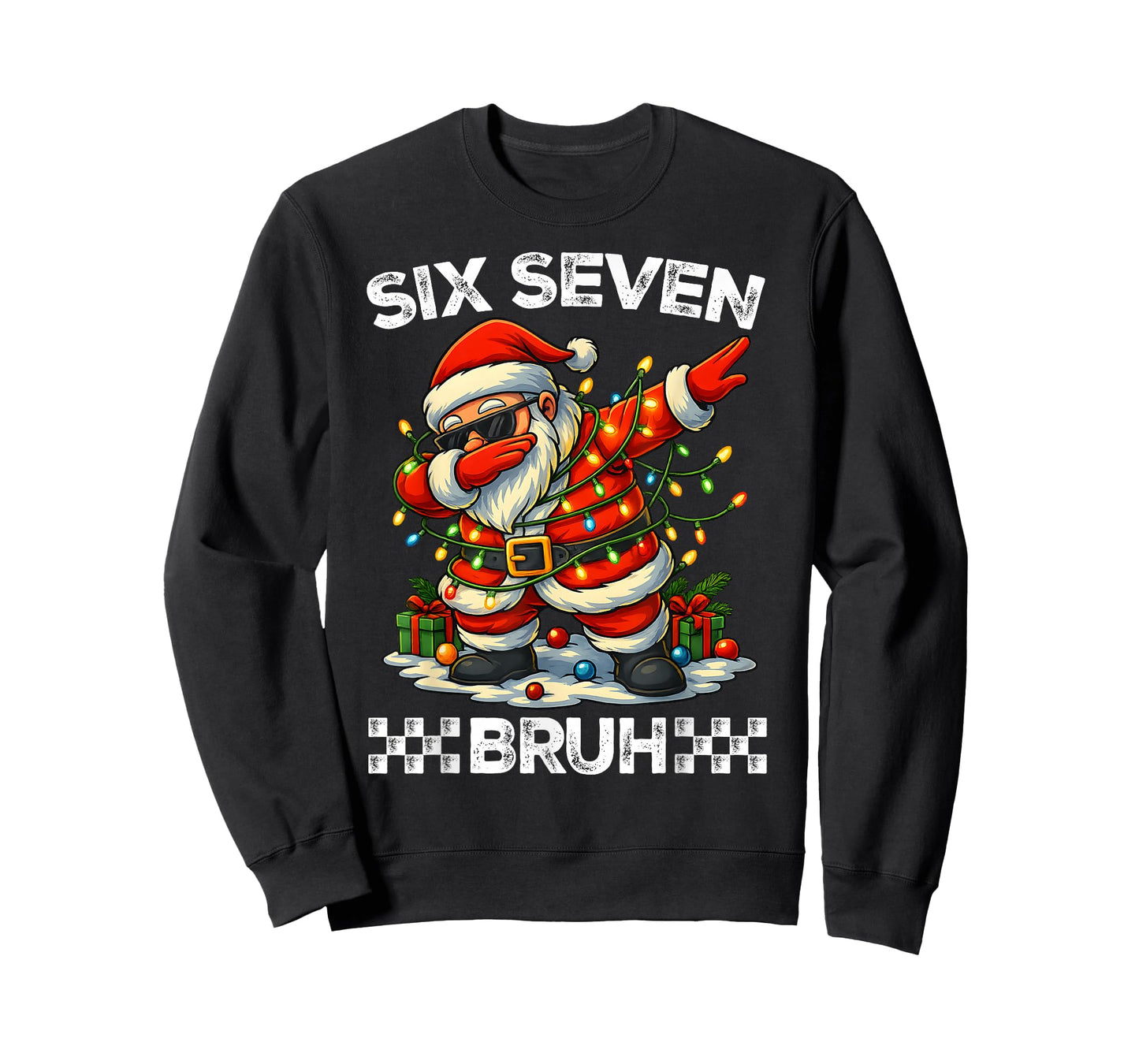 67 Six Seven Bruh Funny Christmas Dabbing Santa 6 7 Meme T-Shirt