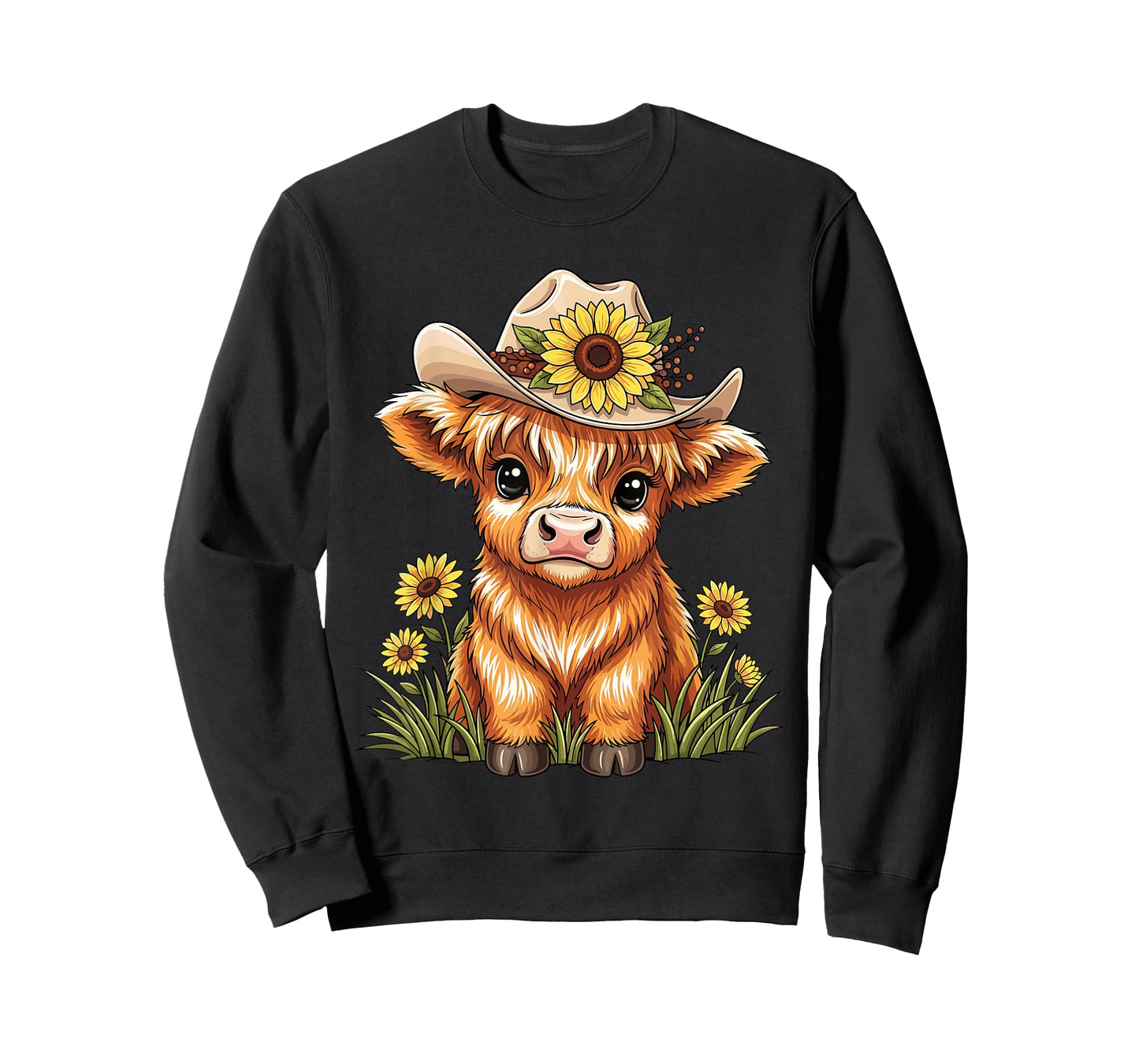 Cute Highland Cow Sunflower Farm Scottish Highland Cattle T-Shirt