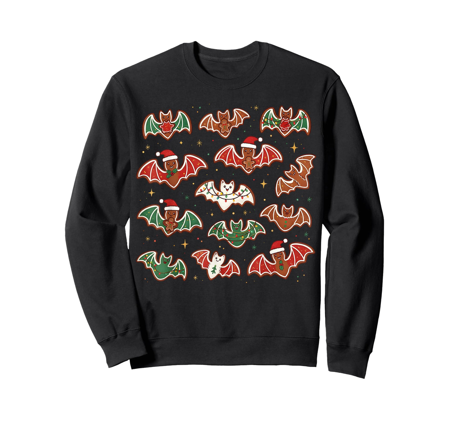 Cute Gingerbread Bats Spooky Christmas Cookie Graphic T-Shirt