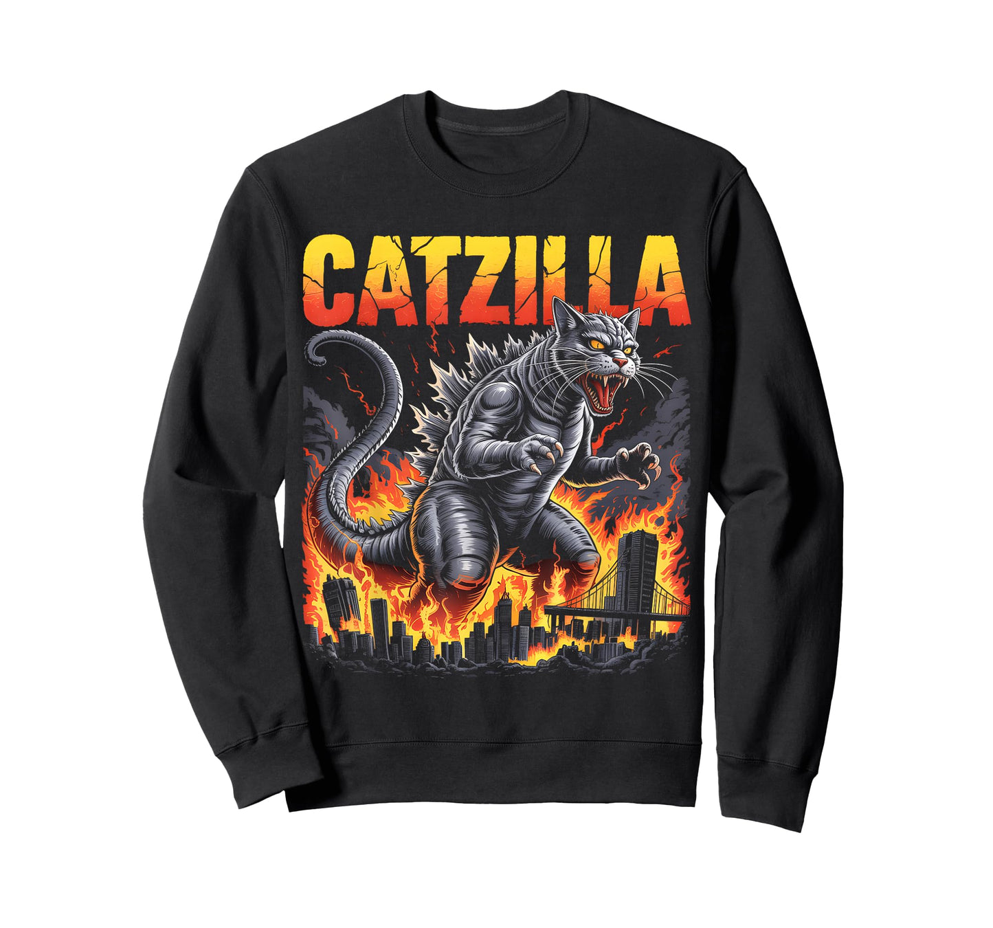 Catzilla Japanese Cat Monster Funny Graphic Tees Men Women T-Shirt