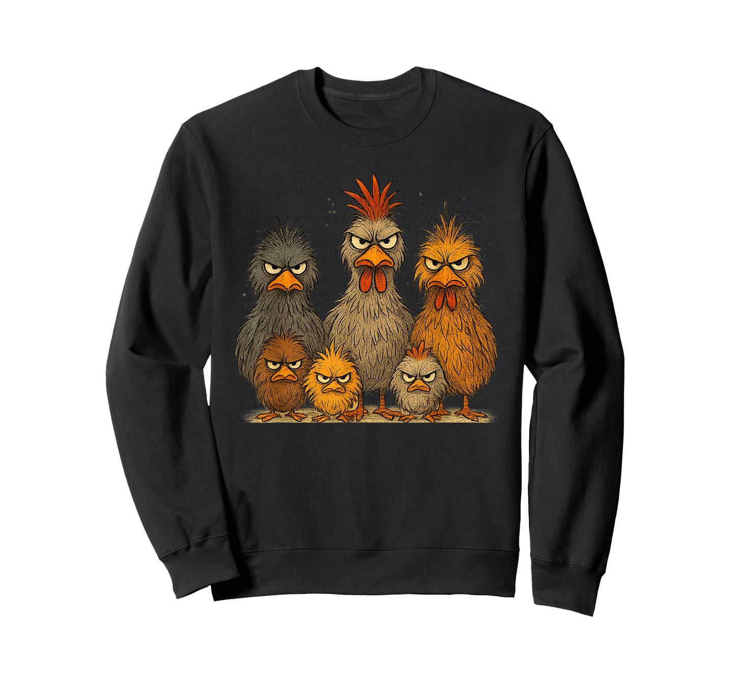 Angry Eagerlys Colorful Chicken Art, Crazy Chicken Family T-Shirt