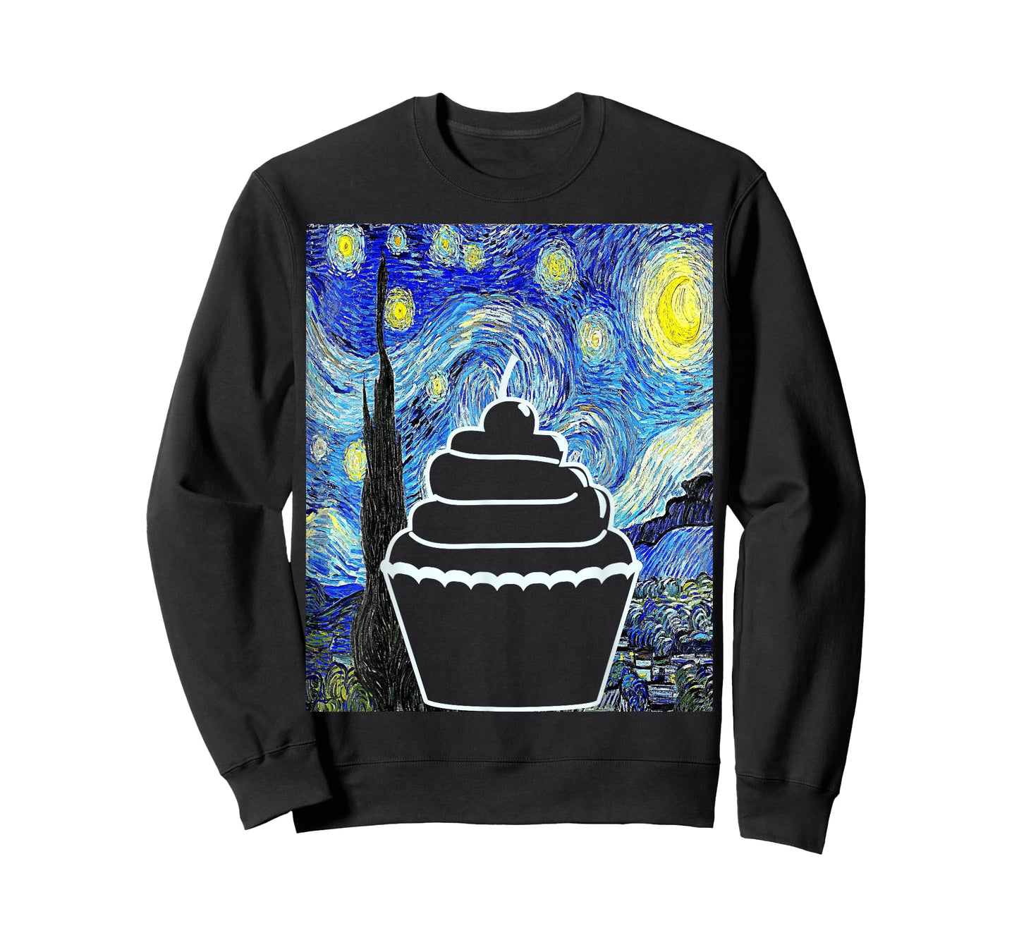 Cupcake Starry Night Cupcake Lover Baking Painting T-Shirt