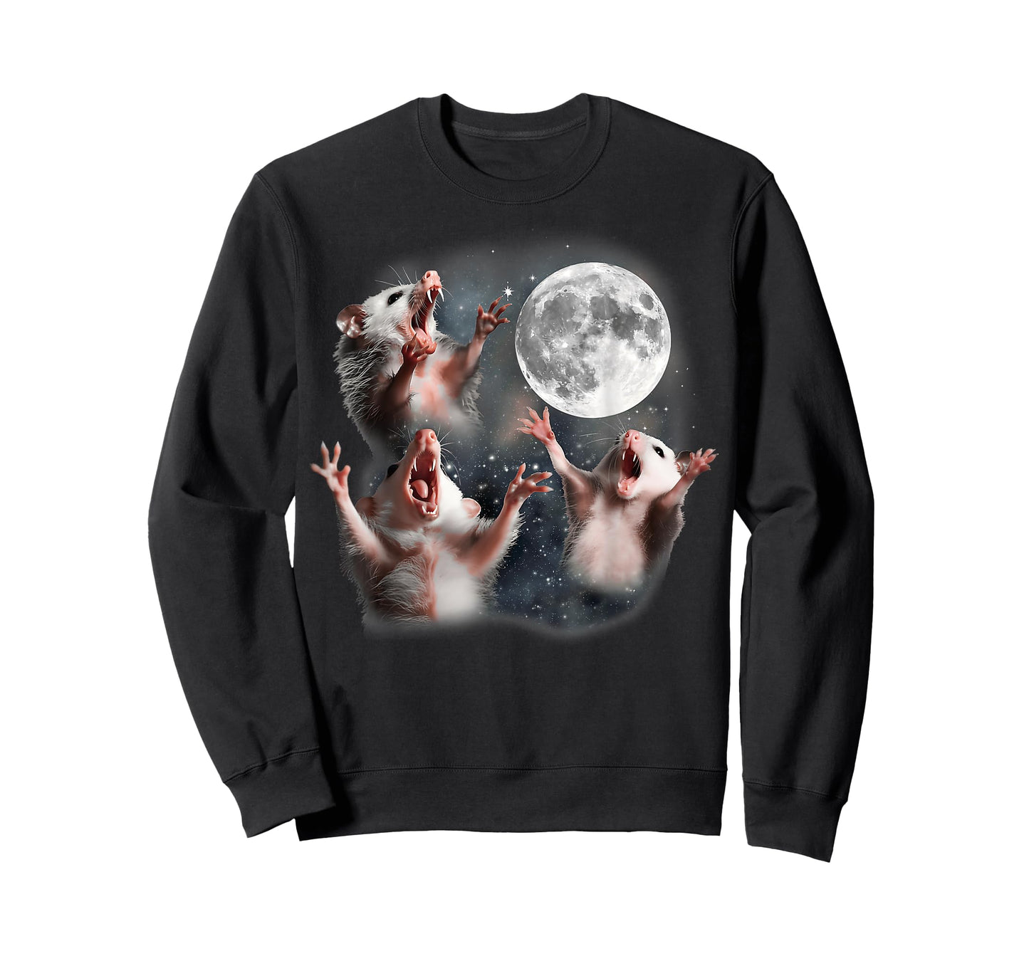 Men Women Three Possums Moon 3 Head Opposum Funny Weird Meme T-Shirt