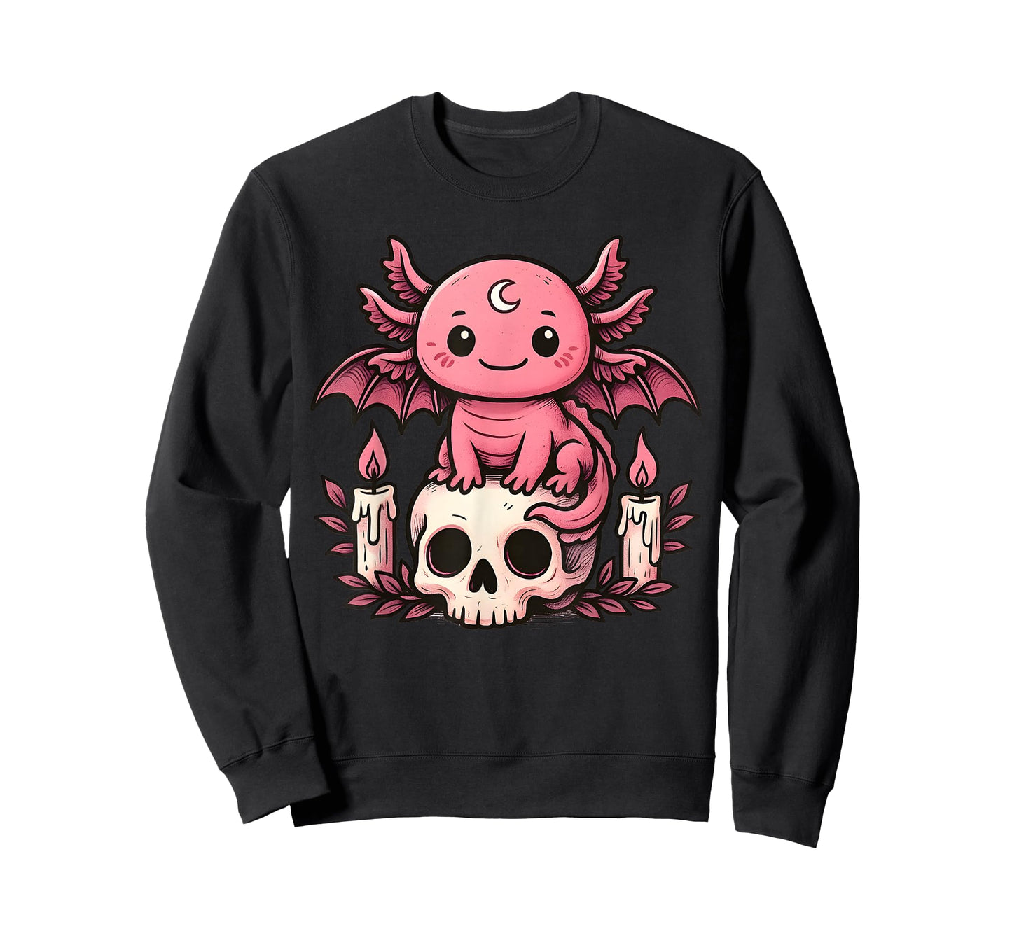 Kawaii Pastel Goth Cute Creepy Axolotl Bat Skeleton Axolotl T-Shirt