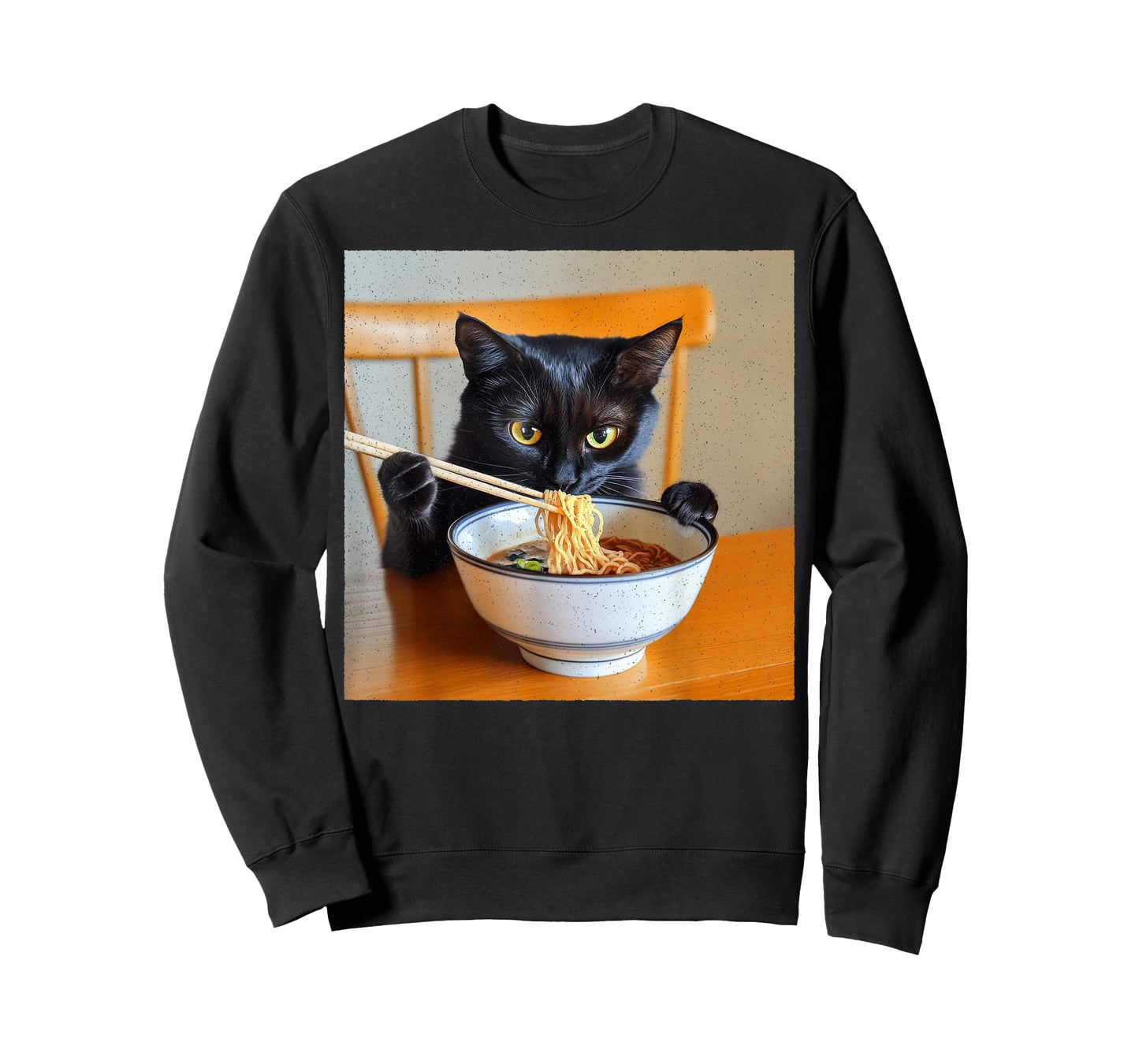 Real Ramen Kitty – Eating Japanese Noodles Funny Black Cat T-Shirt
