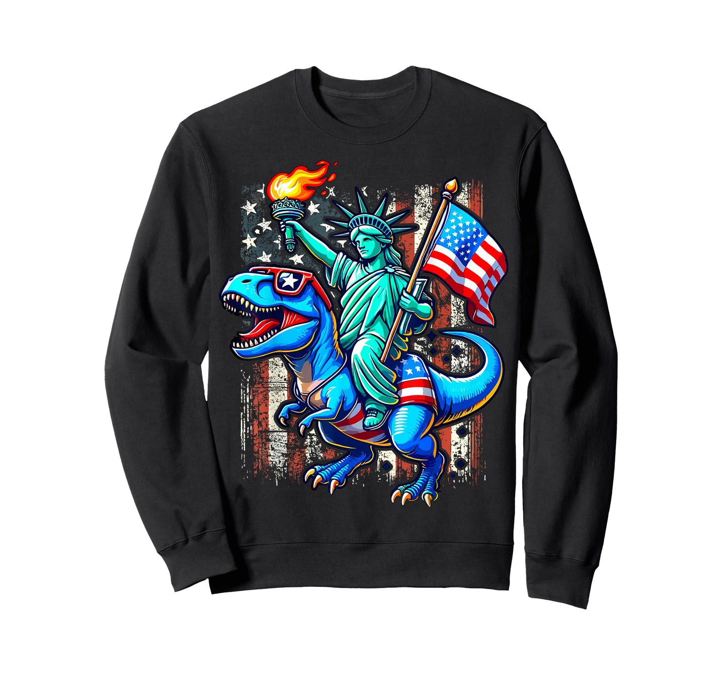 Dino Statue Of Liberty 4th Of July American T-Shirt