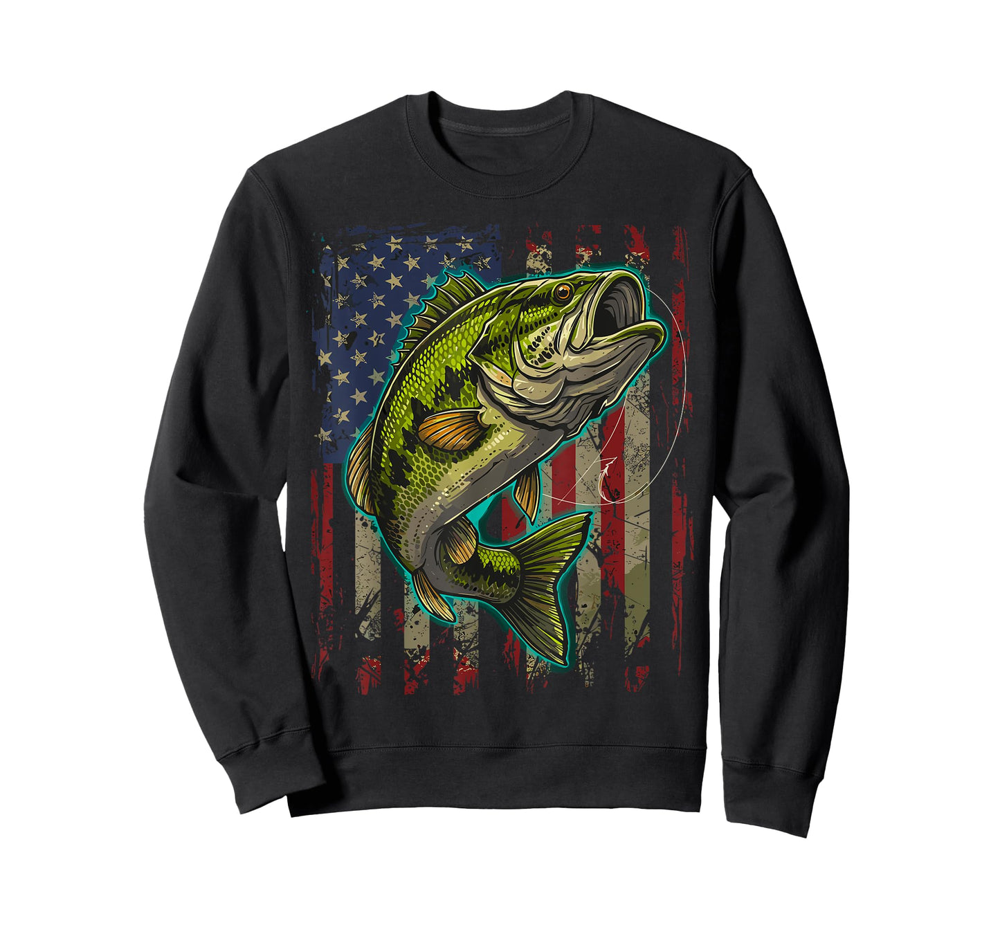 American Flag Bass Fish Fishing T-Shirt