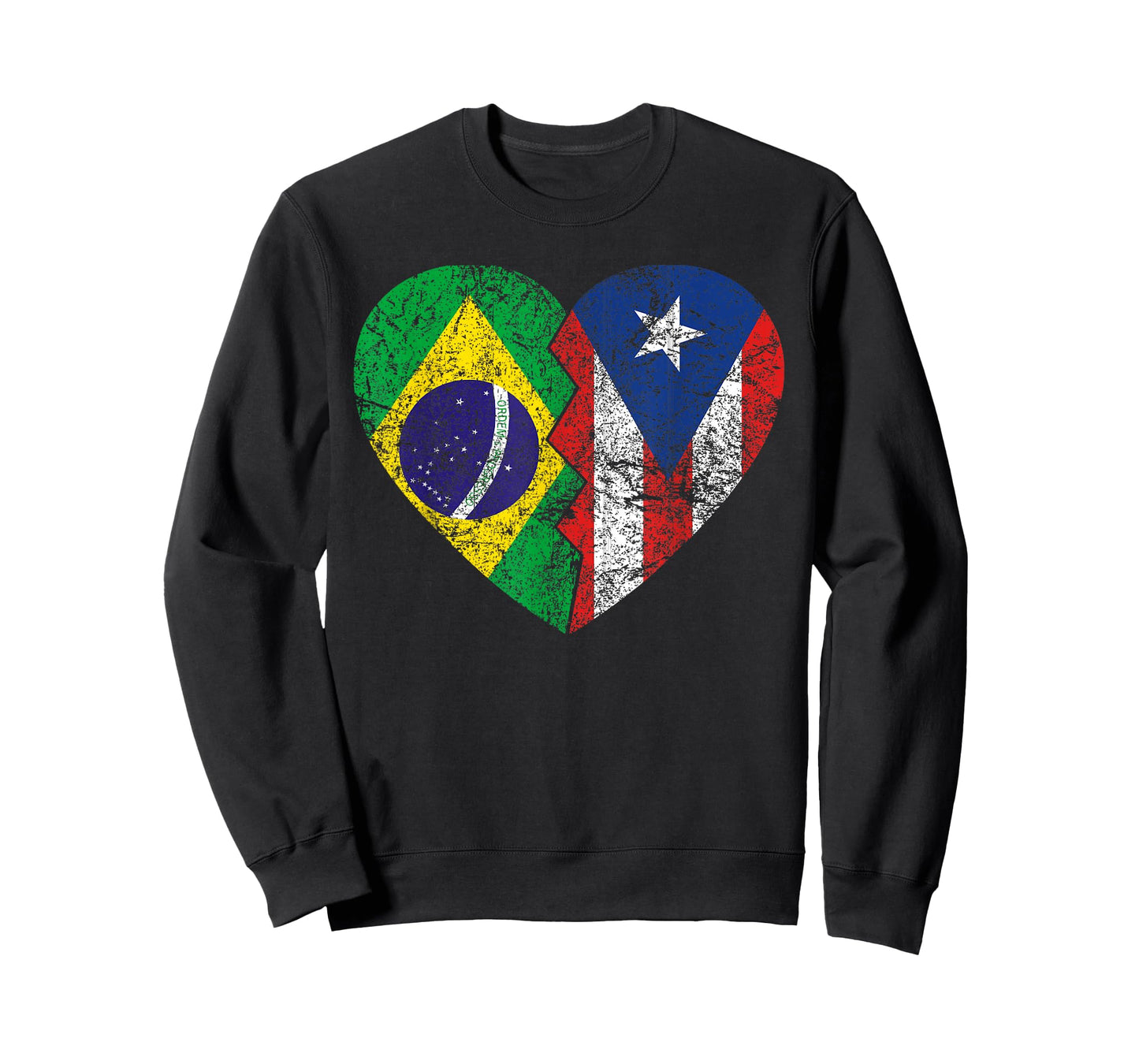 Puerto Rican Brazilian Flags Heart | Brazil Puerto Rico T-Shirt
