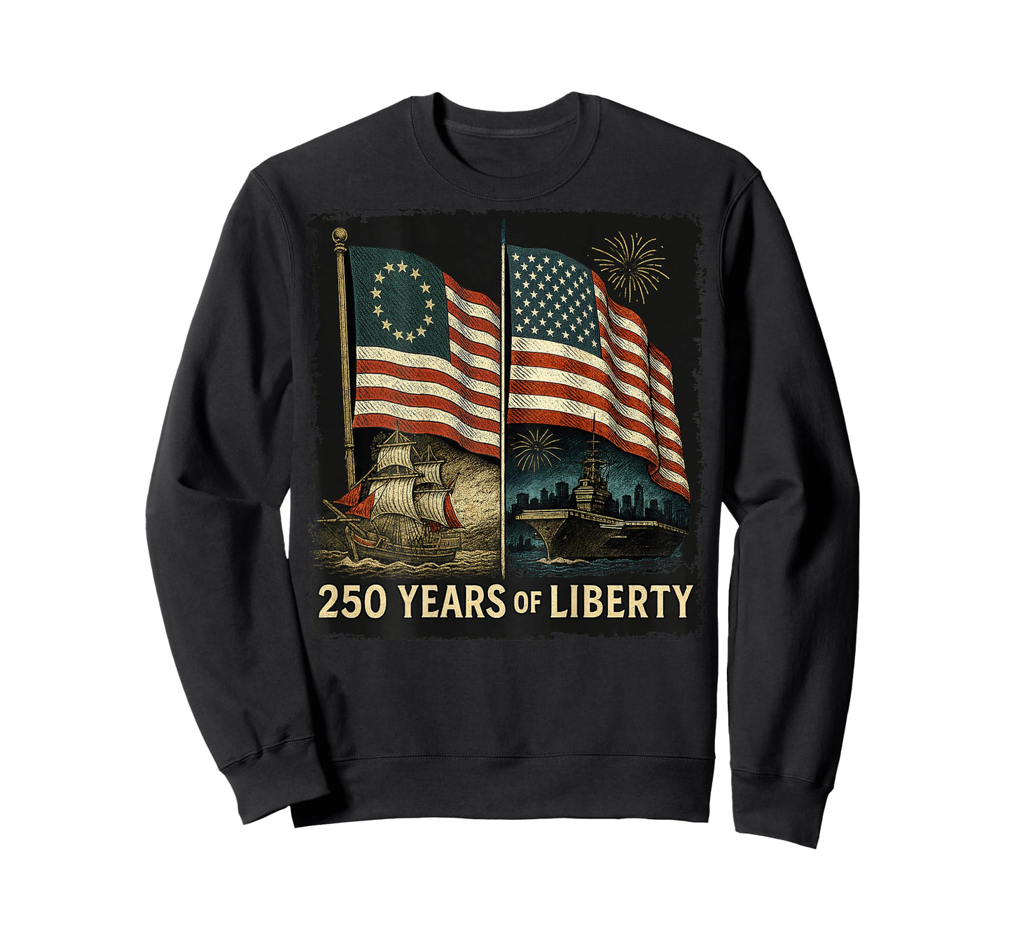 On Back Betsy Ross Flag 250 Years of Liberty 250th Birthday T-Shirt