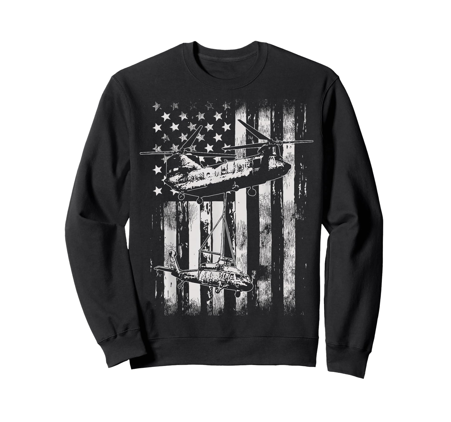 Vintage Chinook Helicopter American Flag T-Shirt