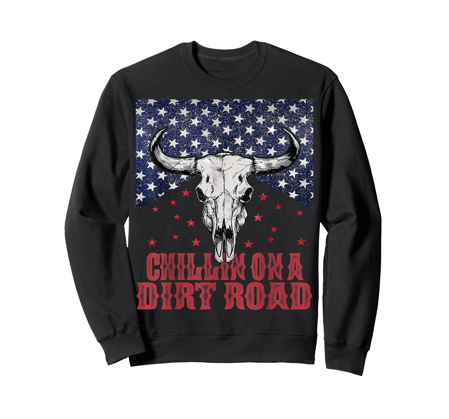 Chillin On A Dirt Road Country Music Western Vintage US Flag T-Shirt