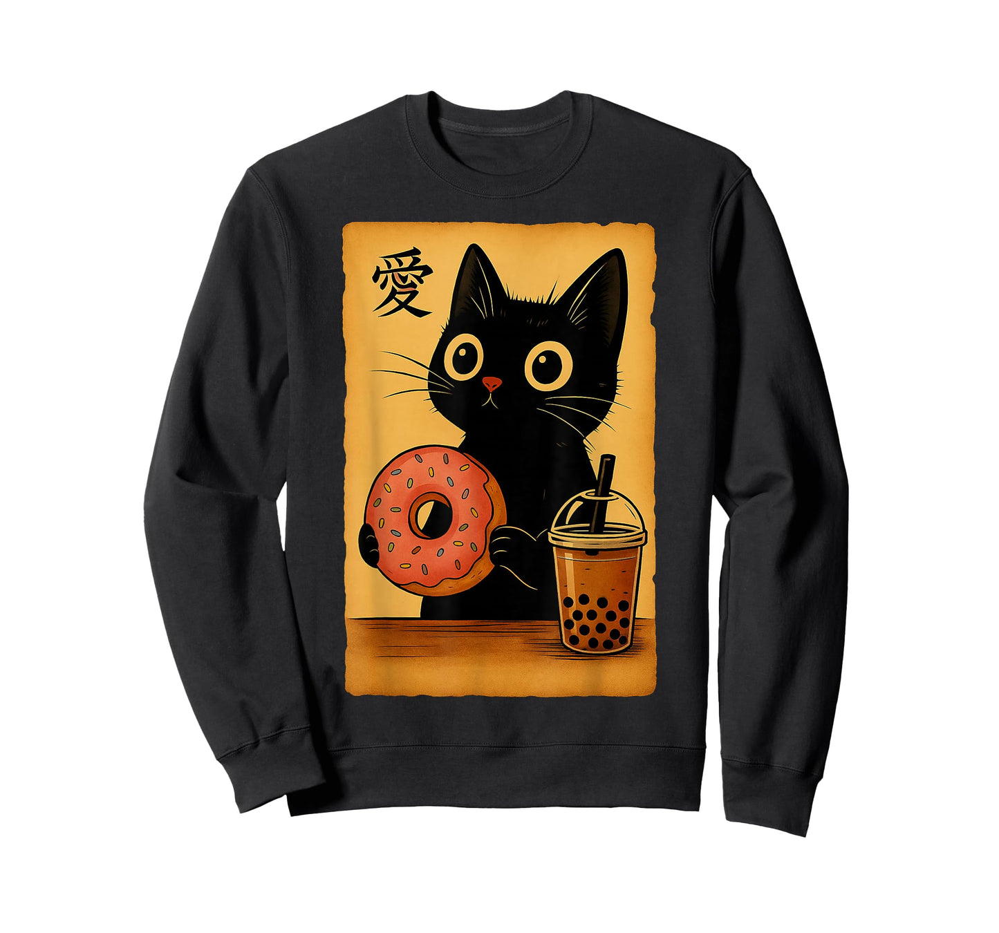 Japanese Kawaii Anime Cat Donut Booba Tea Cat Eating Donut T-Shirt