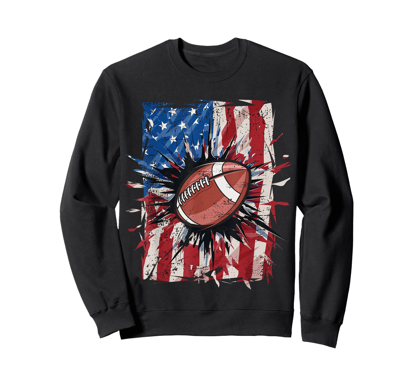 Patriotic Football 4th of July Men USA American Flag Boys T-Shirt Small