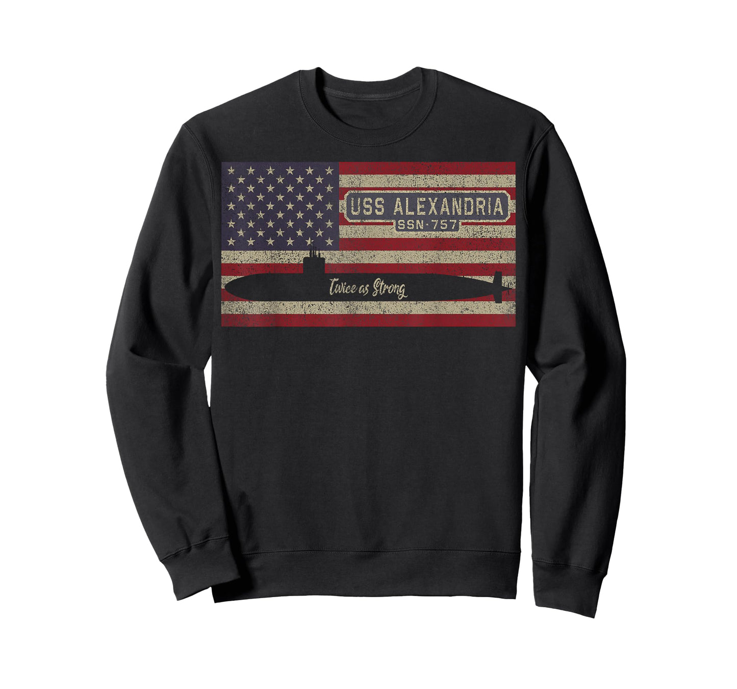 USS Alexandria SSN-757 Submarine USA American Flag T-Shirt for Women Kids Men