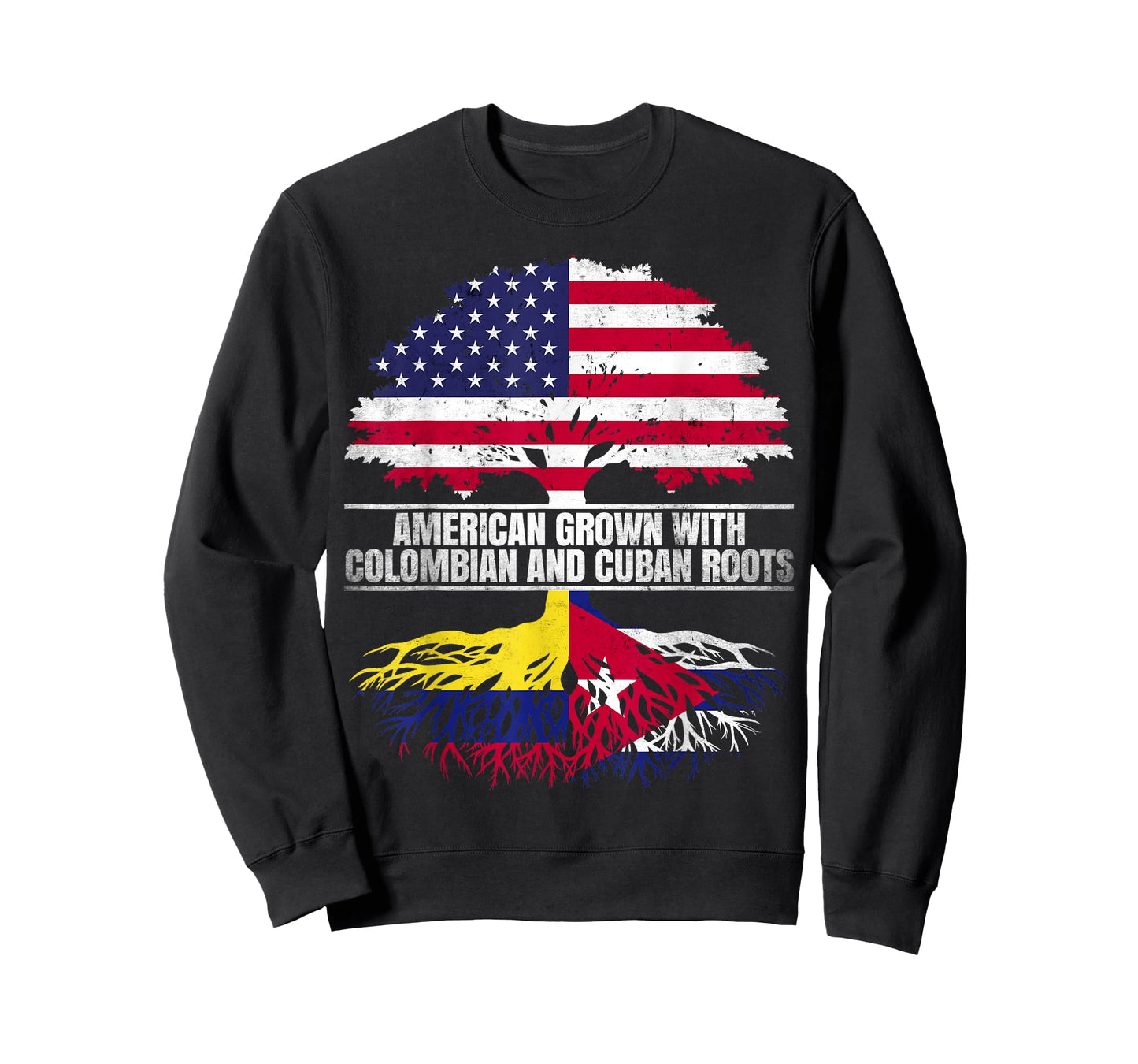 American Grown with Flag Heritage Colombian Cuban Roots T-Shirt