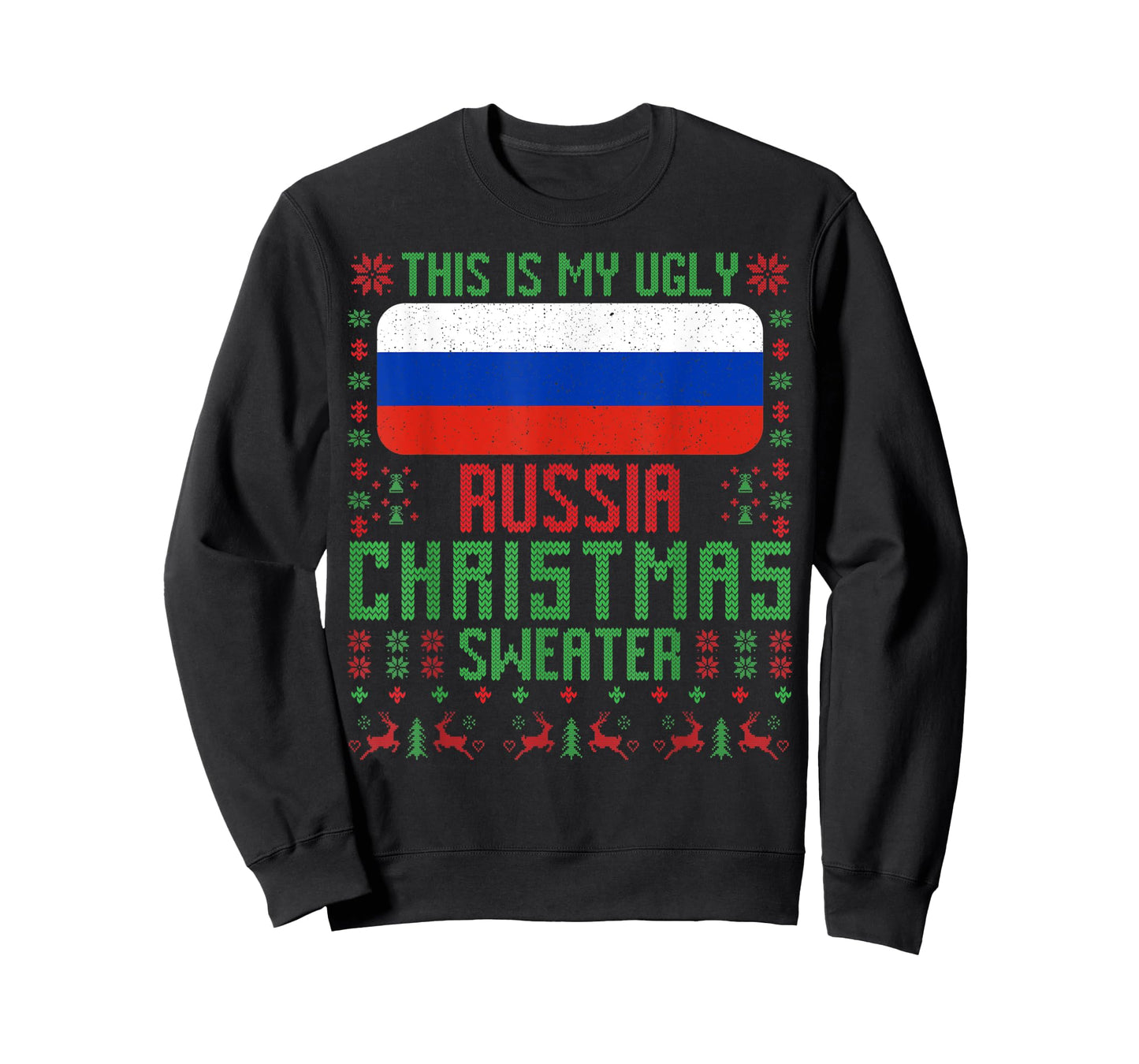 Russia Ugly Christmas Sweater Russia Flag for Russian T-Shirt