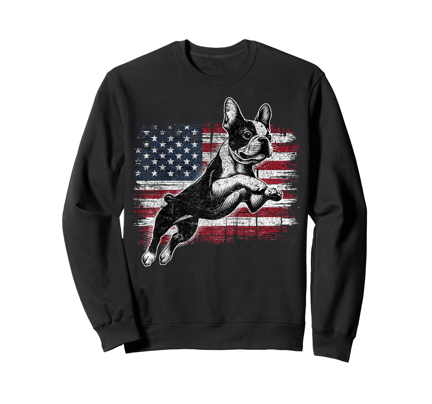 Boston Terrier Dog American Flag 4th of July Patriotic Puppy T-Shirt