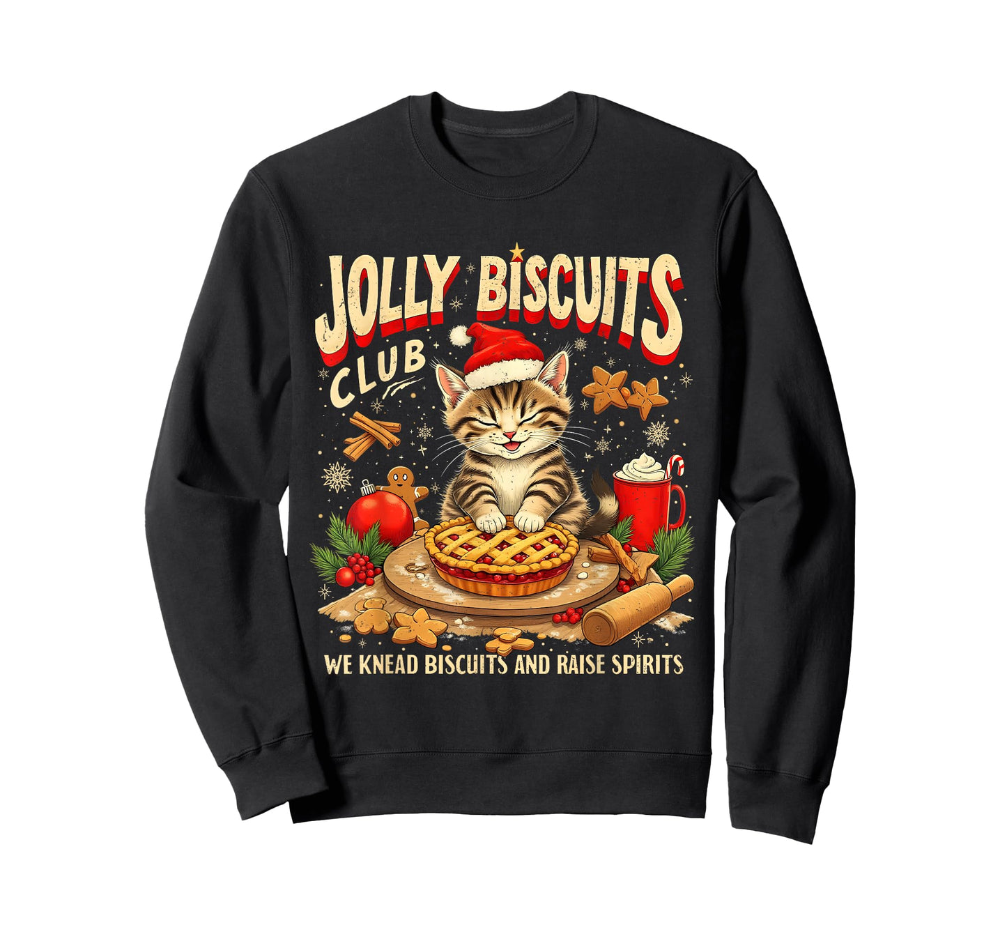 Christmas Jolly Biscuits Club Cute Cat Lovers Baking Squad T-Shirt