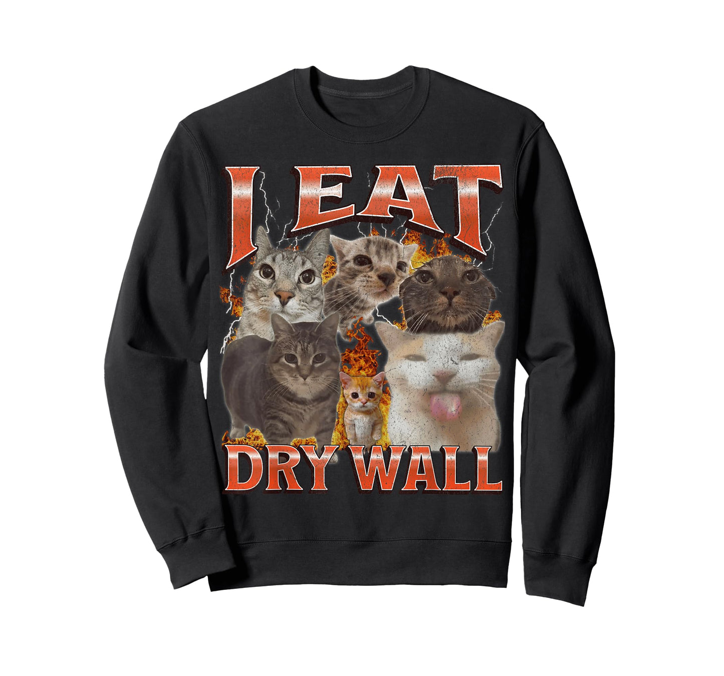 I Eat Dry Wall Funny Cat Meme Bootleg Graphic Men Women T-Shirt