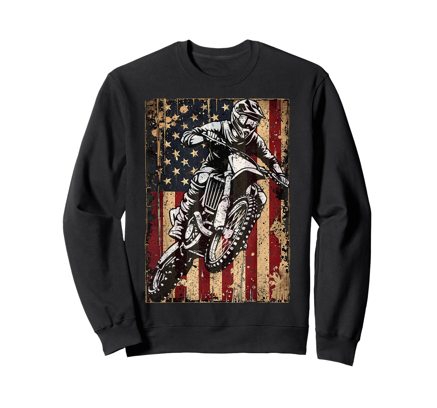 Dirt Bike USA Flag Vintage Motocross Riders Freestyle T-Shirt