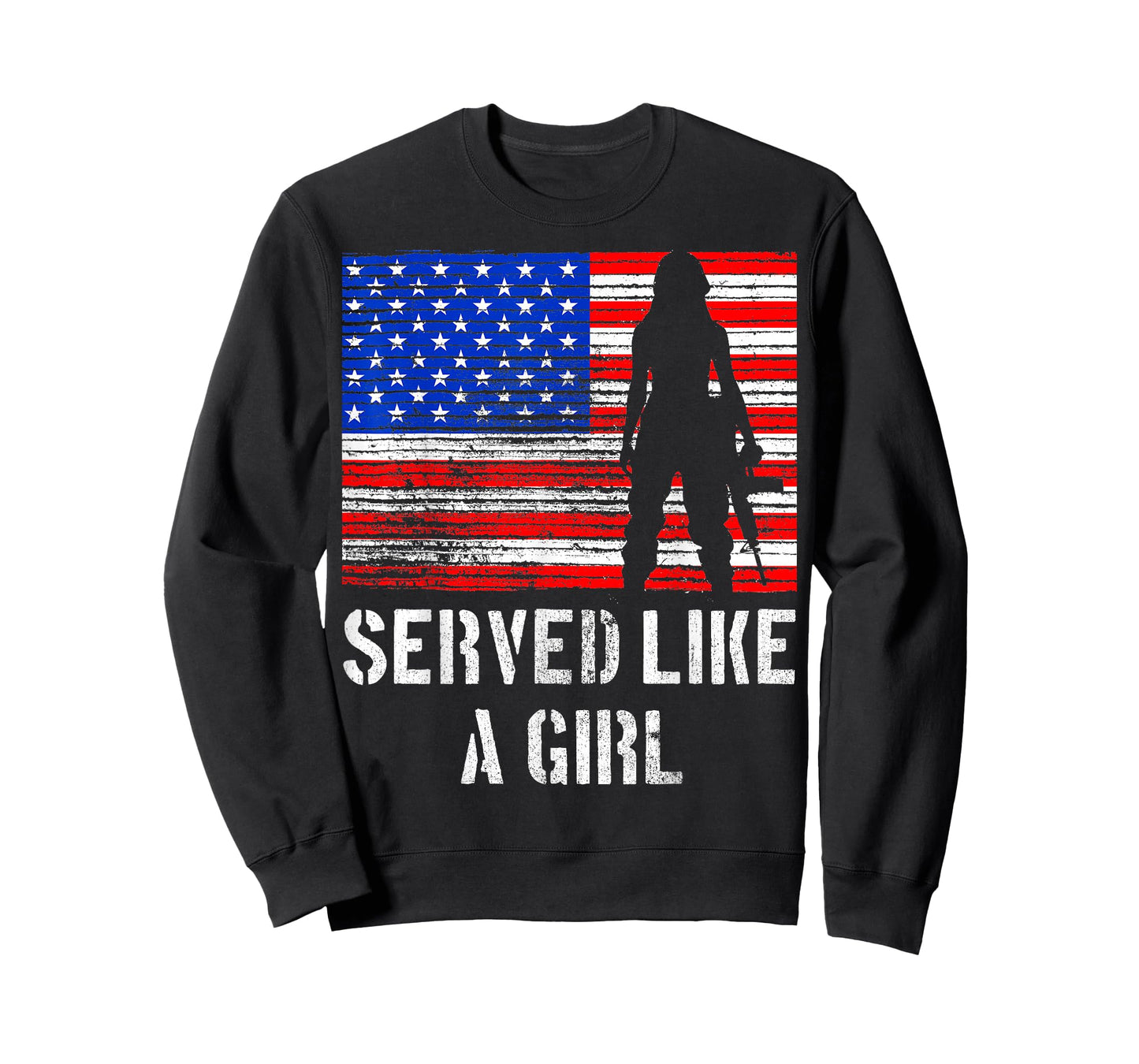 Female Veteran Served Like a Girl Patriotic American Flag T-Shirt