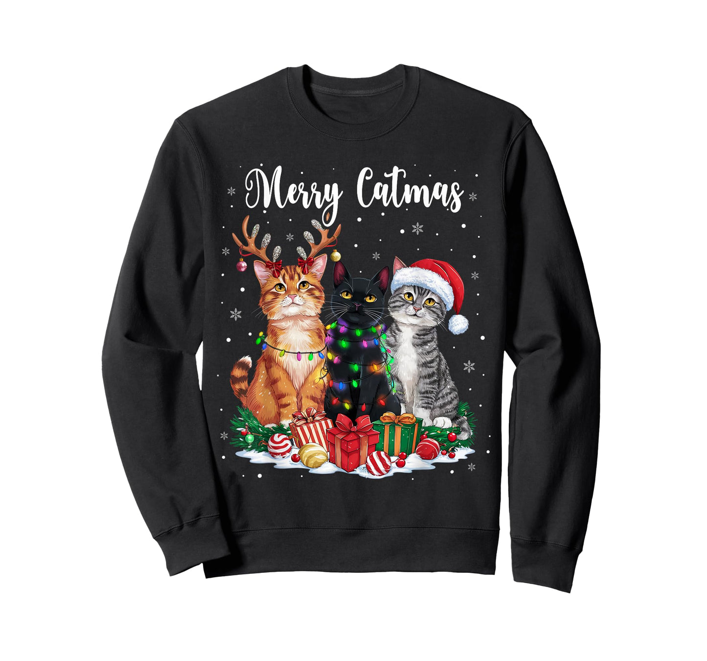 Merry Catmats Reindeer Pajama Christmas Cat Lover Cat Owner T-Shirt