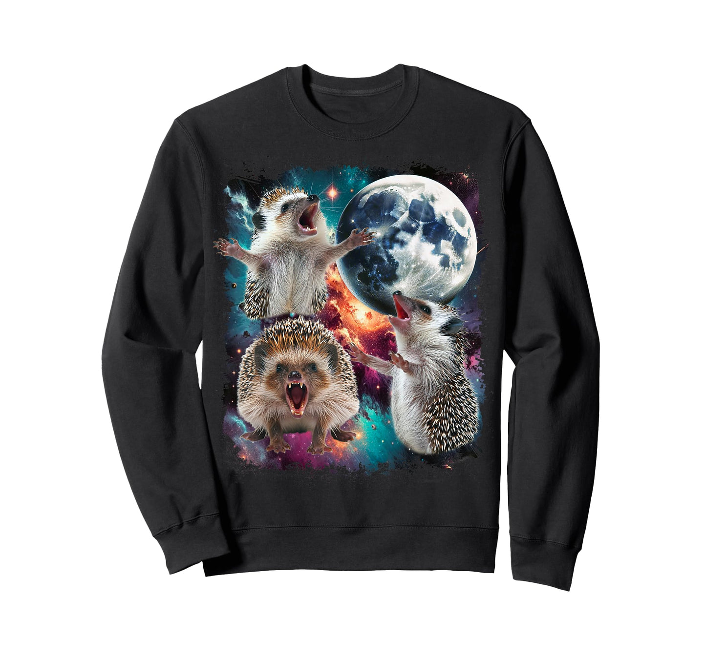 Three Hedgehog Moon | 3 Hedgehog Moon Funny Cursed Meme T-Shirt