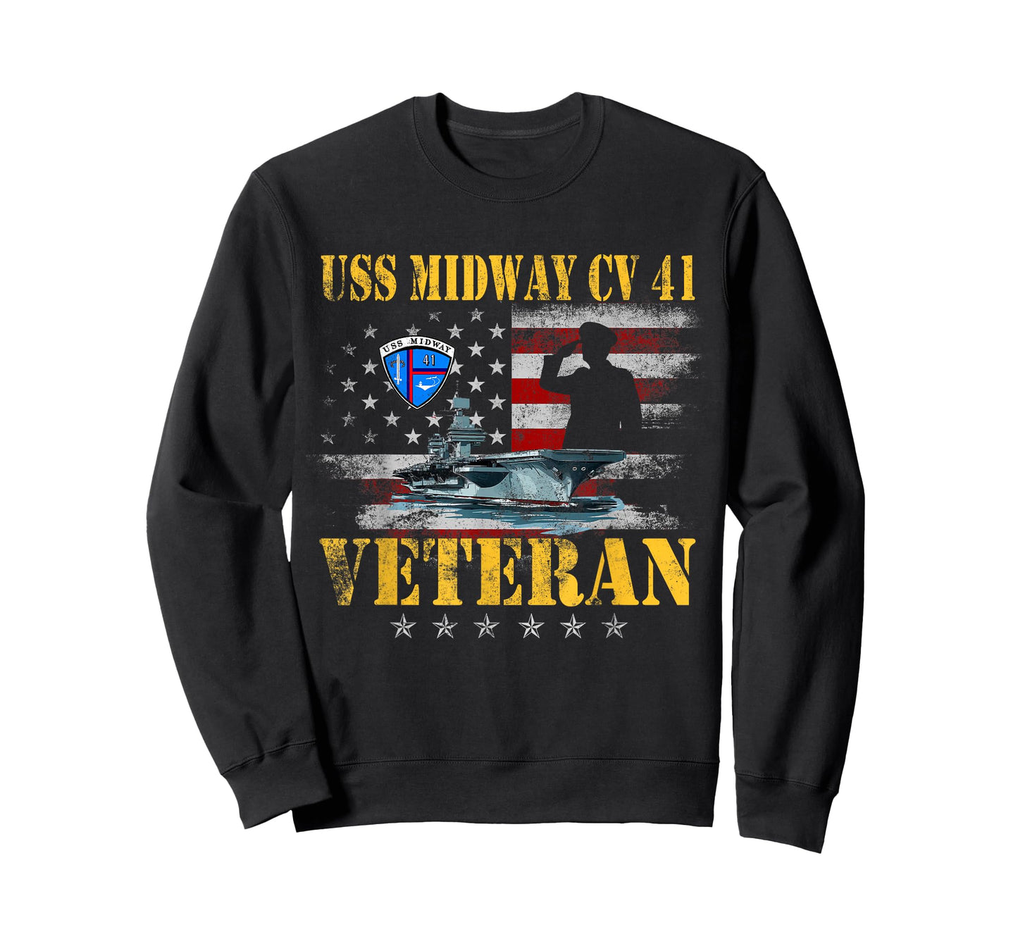 USS Midway CV 41 Aircraft Carrier Veteran US Flag Patriotic T-Shirt