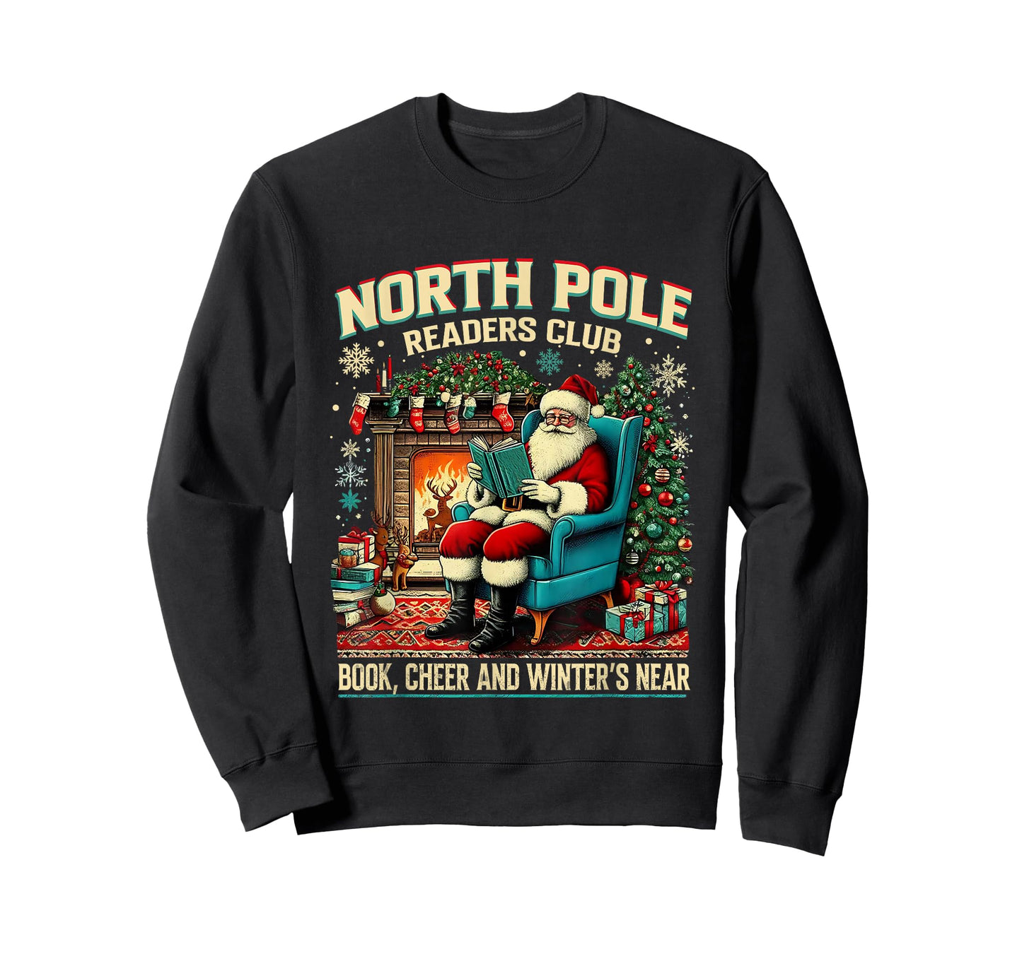 North Pole Readers Club Cozy Book Lover Design T-Shirt