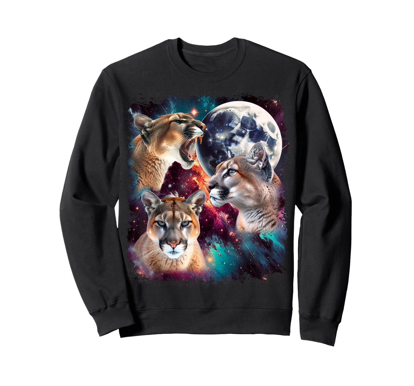Three Mountain Lion Moon | 3 Cougar Moon Funny Cursed Meme T-Shirt