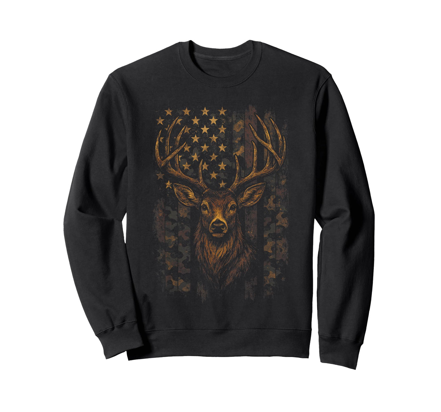 American Flag Deer - Camo Patriotic Hunting Art T-Shirt