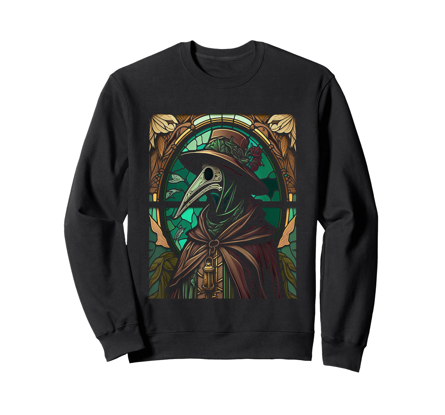 Colorful Stained Glass Holy Plague Doctor Cool Cathedral Art T-Shirt