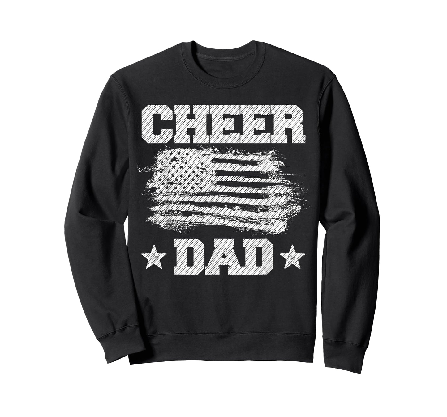 Cheer Dad Vintage American Flag Father Cheerleader Squad T-Shirt