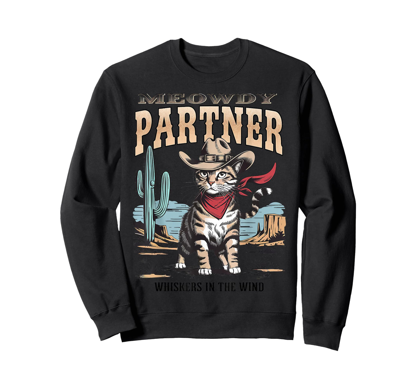 Vintage Cat Meowdy Partner Cowboy Gifts for Men Women Kid T-Shirt