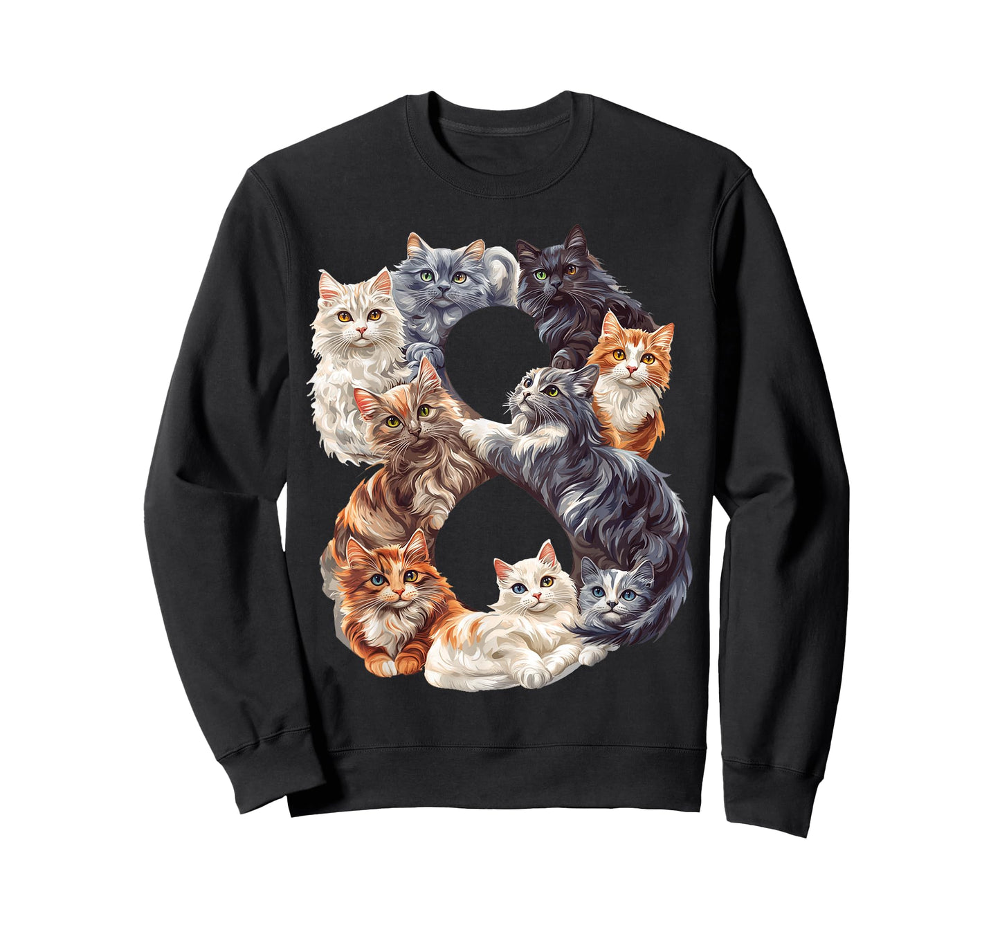 Fun 8th Birthday Kittens Cats Themed 8 Year Old Kids Girls T-Shirt