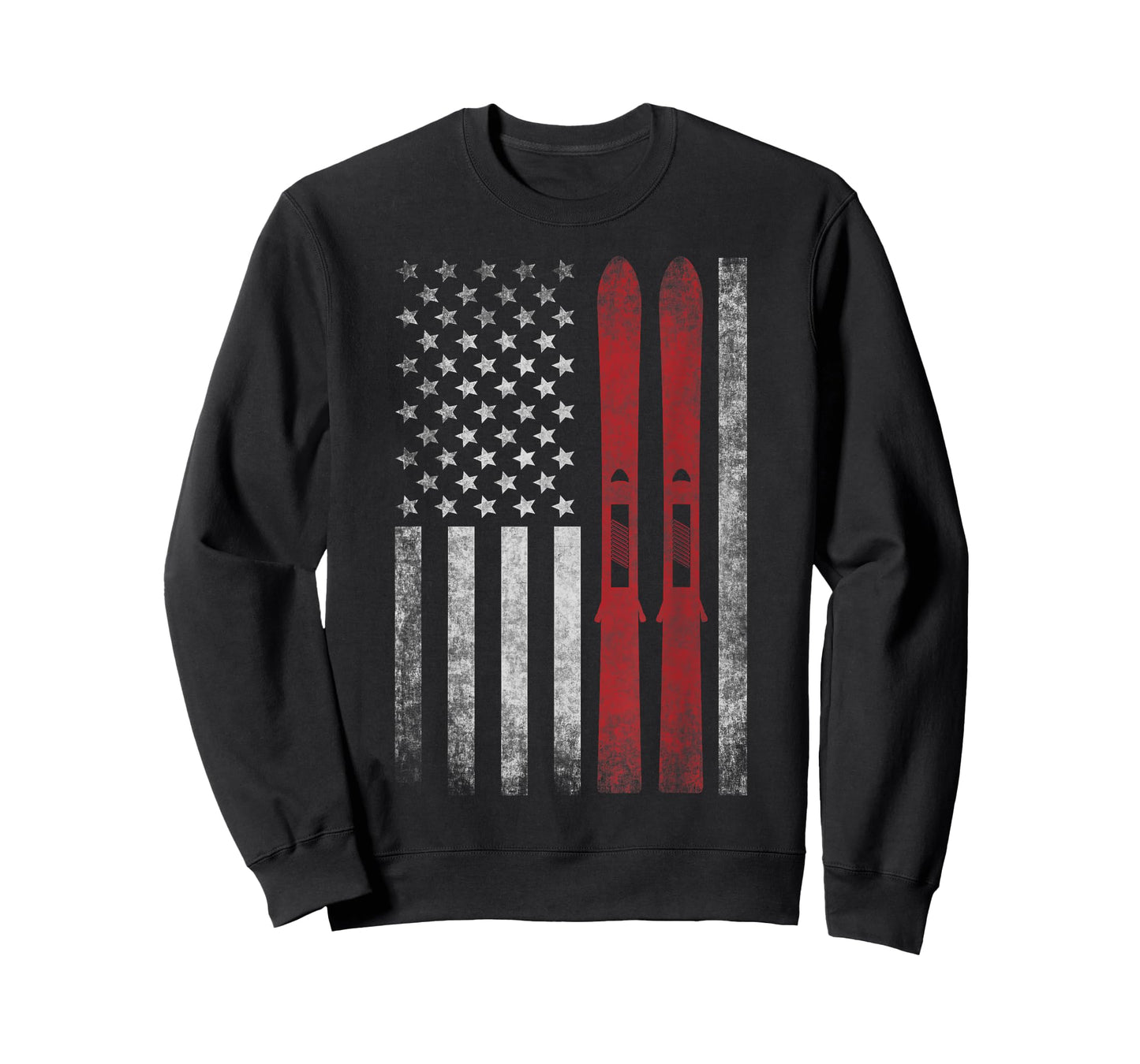 American Flag & Skis. Skiing Winter Sports for US Skiers. T-Shirt