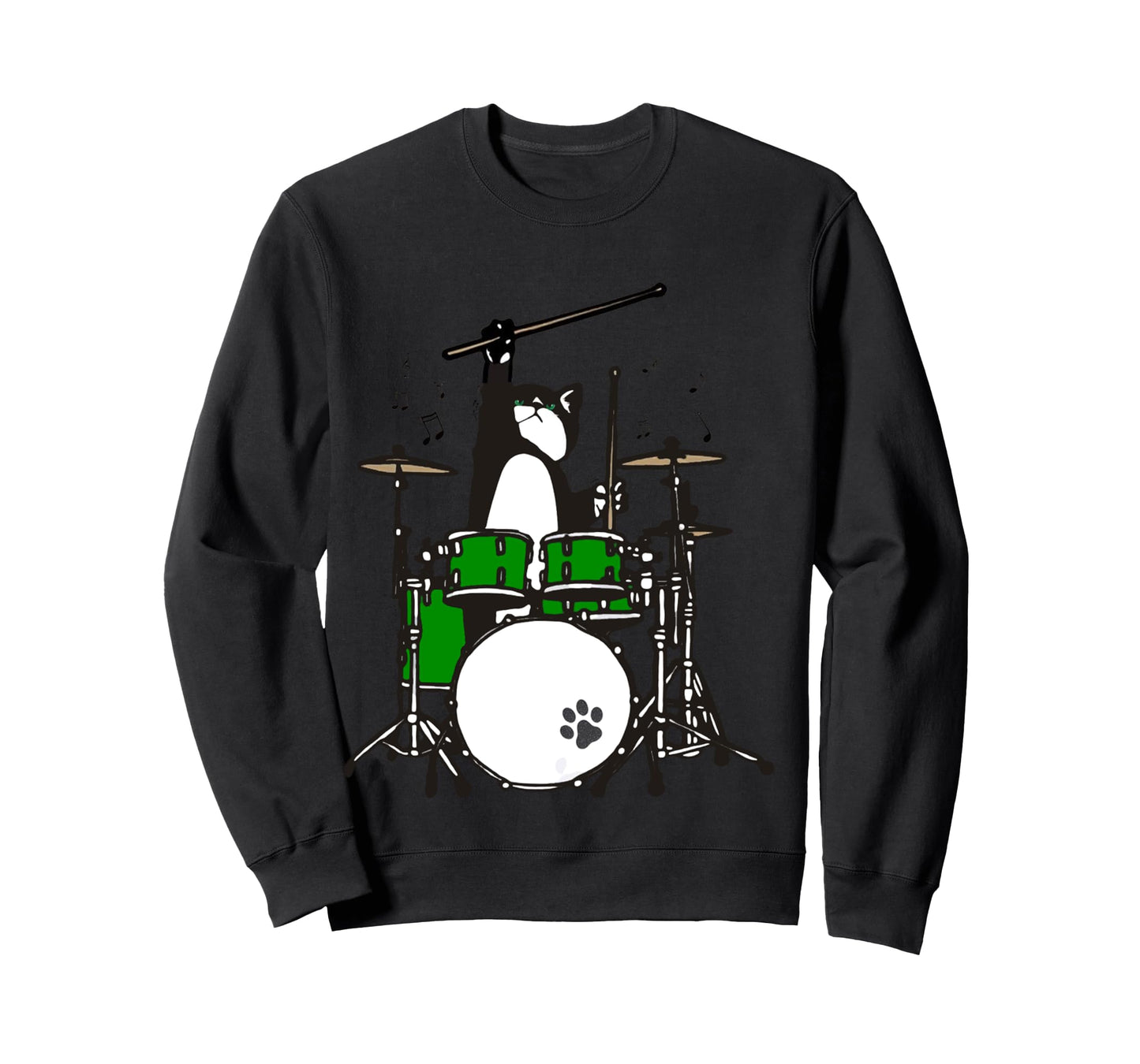 Funny Drummer Cat Playing Drums Musician Cat Shirt for Kids Long Sleeve T-Shirt
