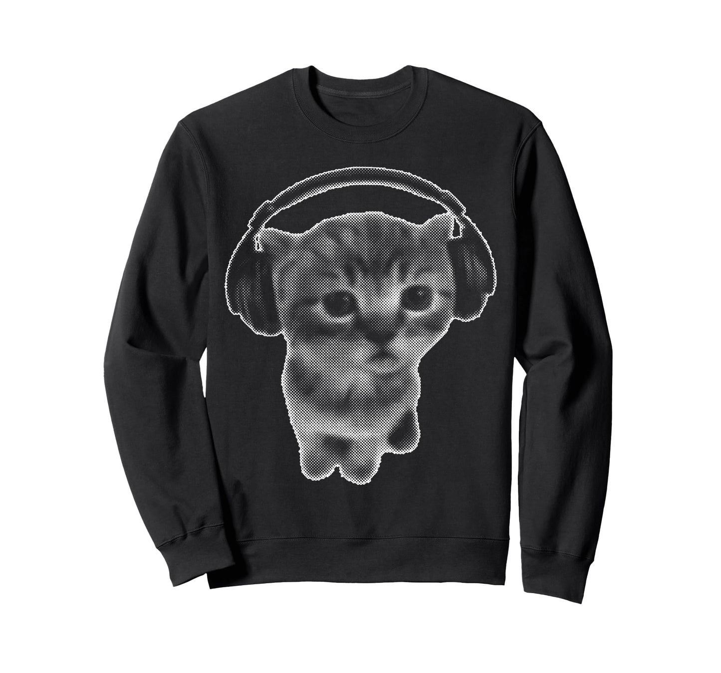 Cute Headphones Cat Funny y2k Grunge Silly Graphic T-Shirt
