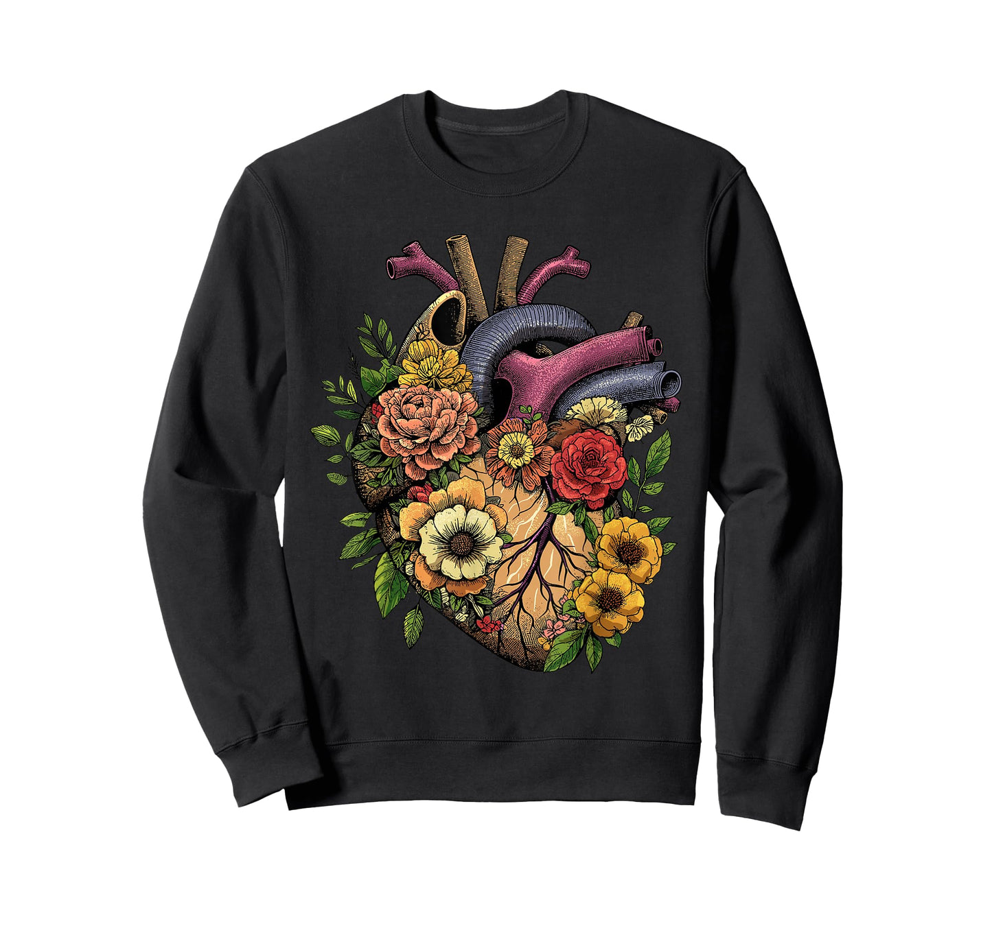 Anatomical Heart Shirt Floral Organ Cardiology Cardiac Nurse T-Shirt