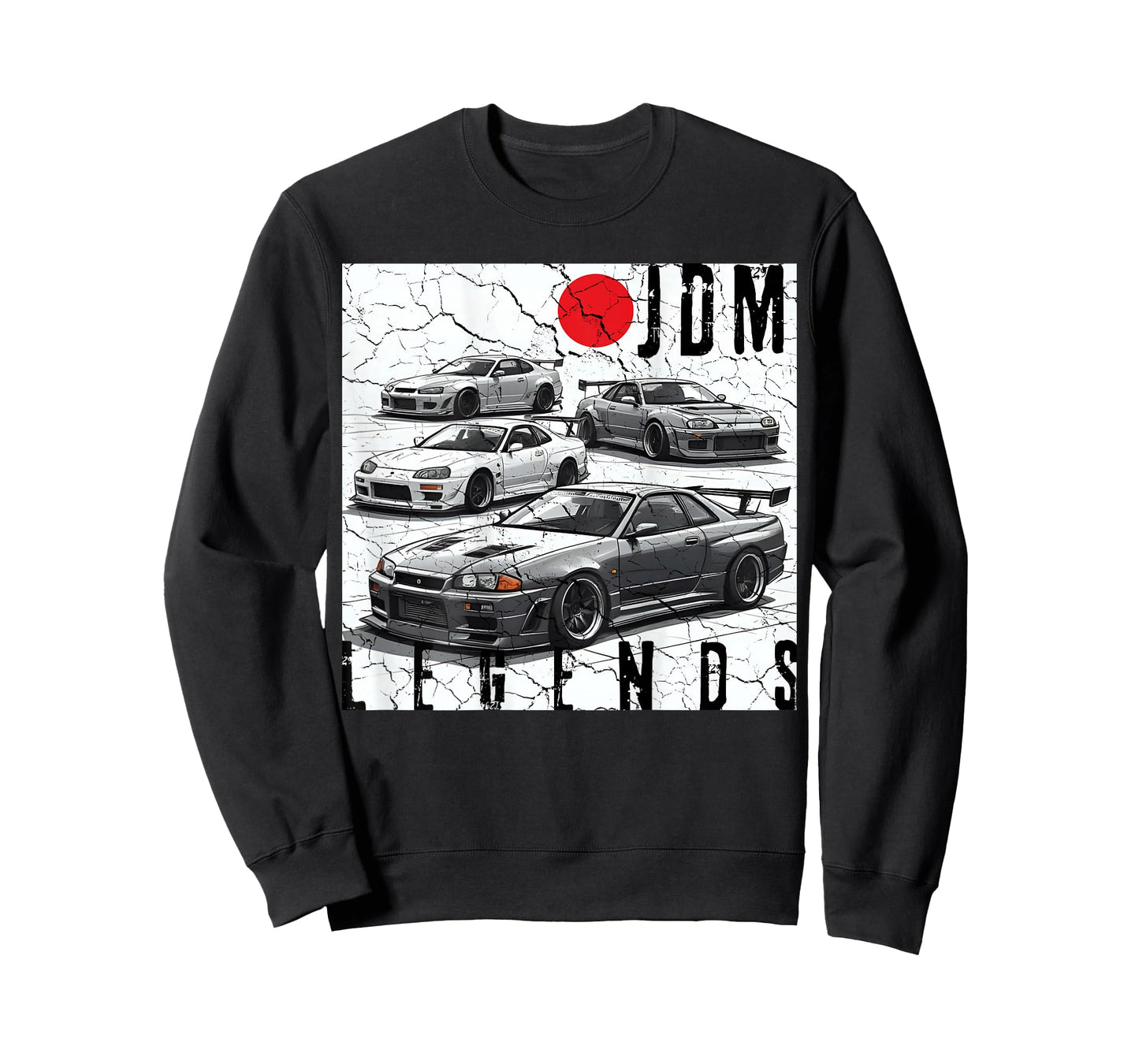 Backprint Distress JDM Legends Race Cars Japanese Flag Gifts T-Shirt